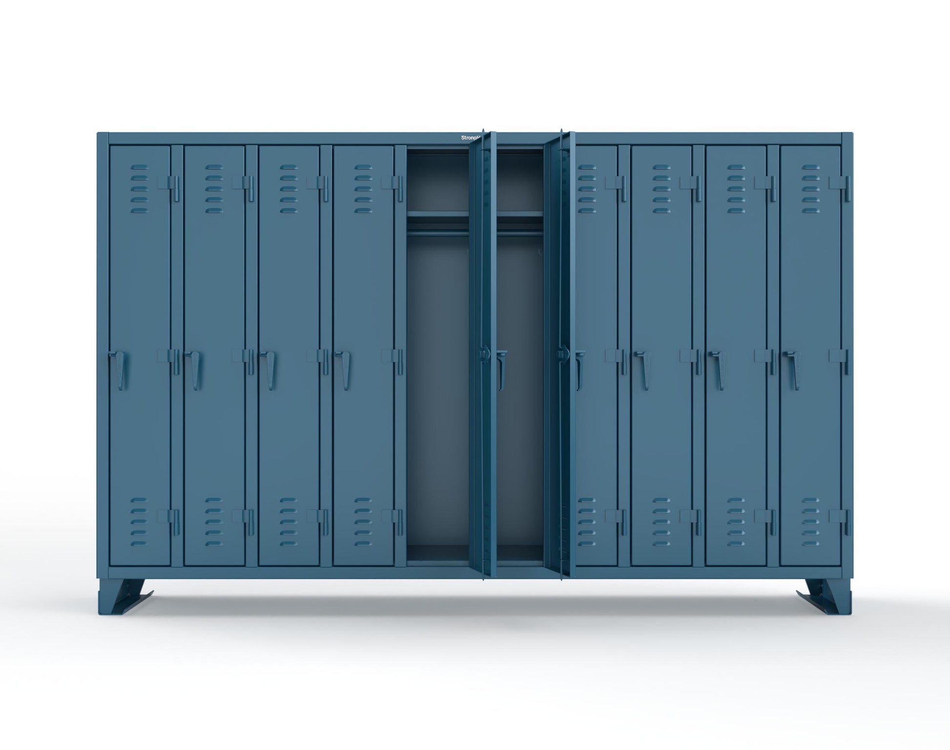 Extreme Duty 12 GA Single-Tier Locker with 10 Compartments, Louvered Doors, Wardrobe Rod - 122 in. W x 18in. D x 78 in. H - 106-18-1TSL-5010