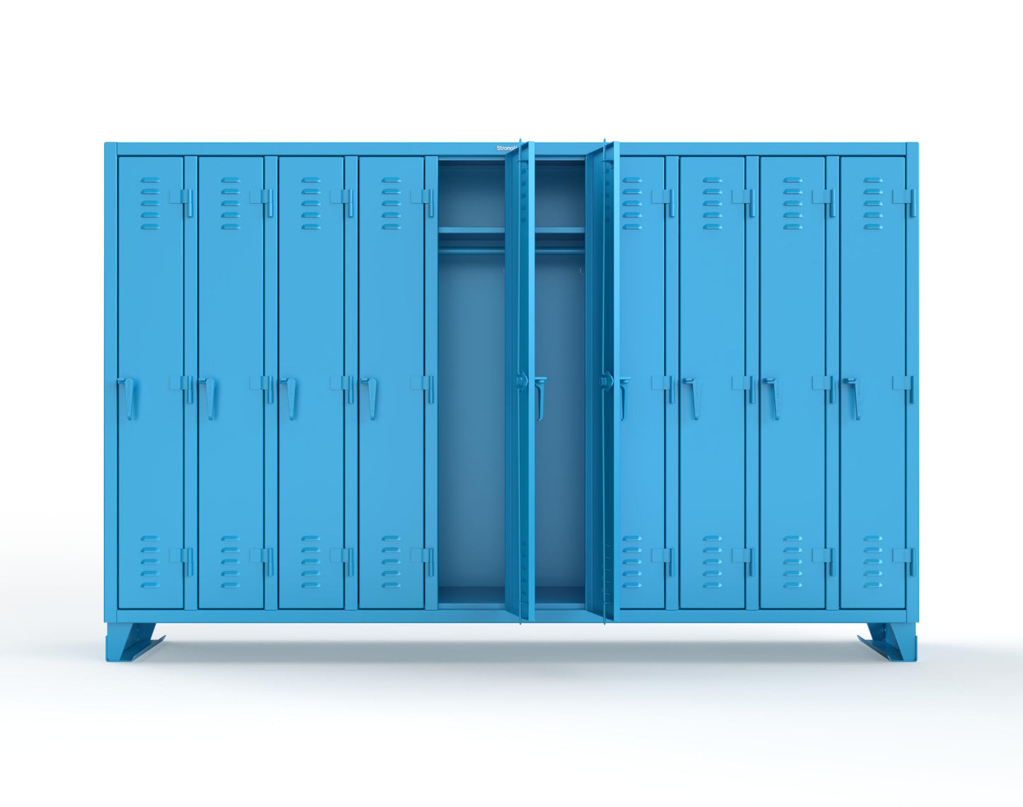Extreme Duty 12 GA Single-Tier Locker with 10 Compartments, Louvered Doors, Wardrobe Rod - 122 in. W x 18in. D x 78 in. H - 106-18-1TSL-5012