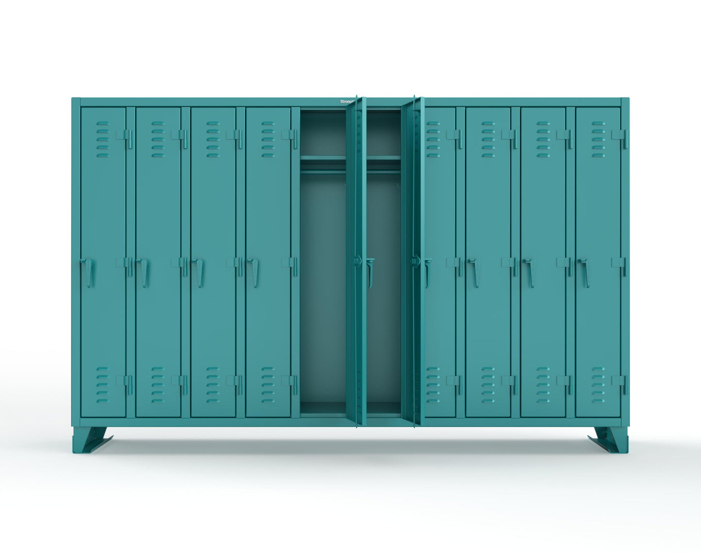Extreme Duty 12 GA Single-Tier Locker with 10 Compartments, Louvered Doors, Wardrobe Rod - 122 in. W x 18in. D x 78 in. H - 106-18-1TSL-5021