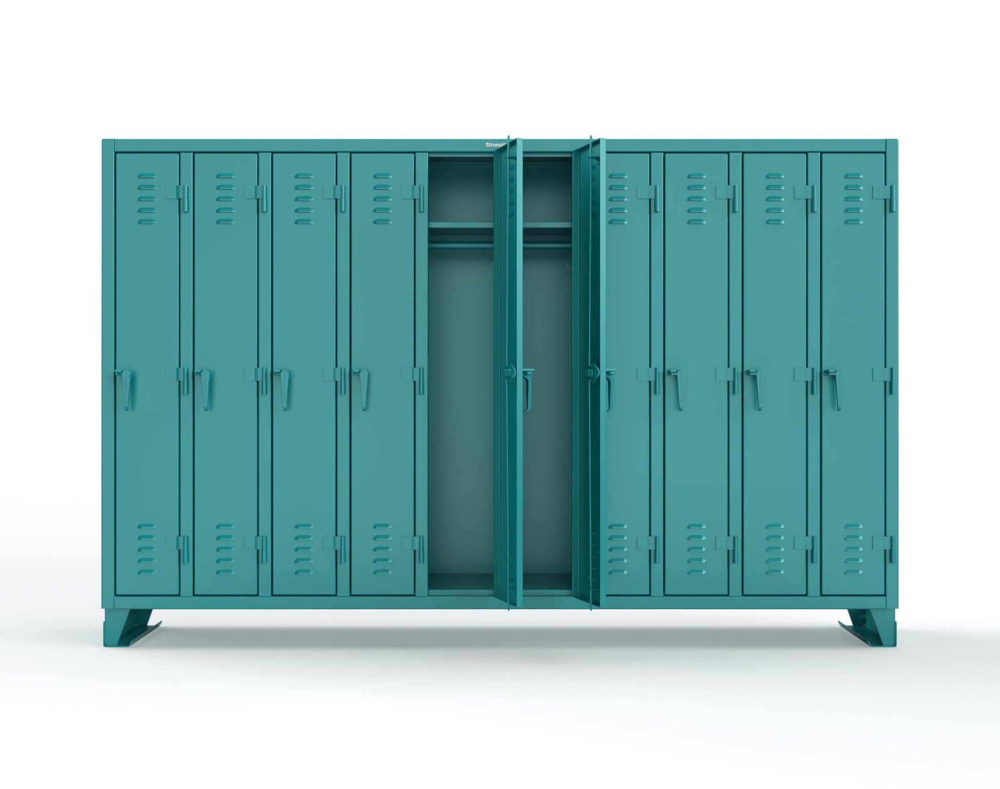 Extreme Duty 12 GA Single-Tier Locker with 10 Compartments, Louvered Doors, Wardrobe Rod - 122 in. W x 18in. D x 78 in. H - 106-18-1TSL-5021