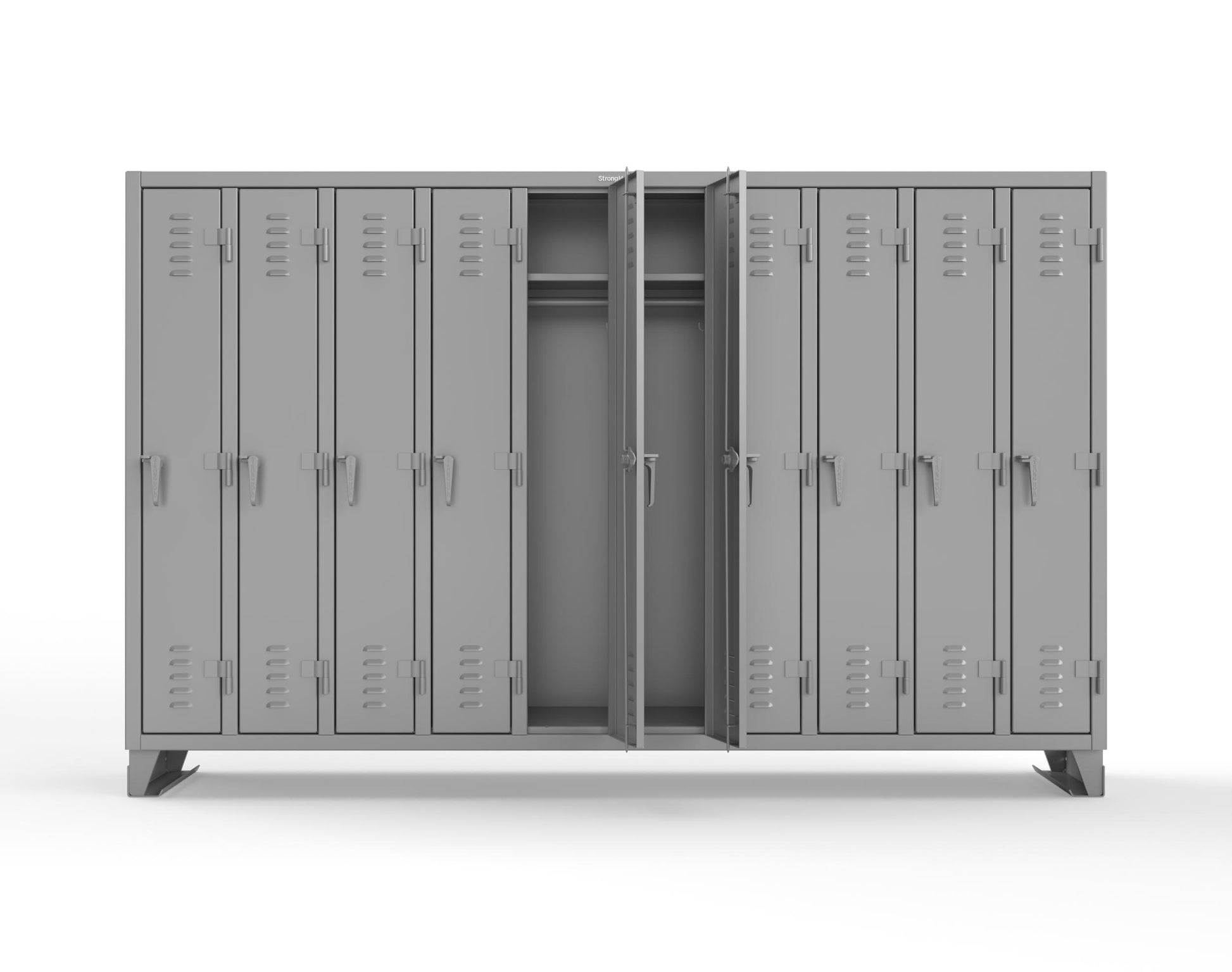 Extreme Duty 12 GA Single-Tier Locker with 10 Compartments, Louvered Doors, Wardrobe Rod - 122 in. W x 18in. D x 78 in. H - 106-18-1TSL-7037