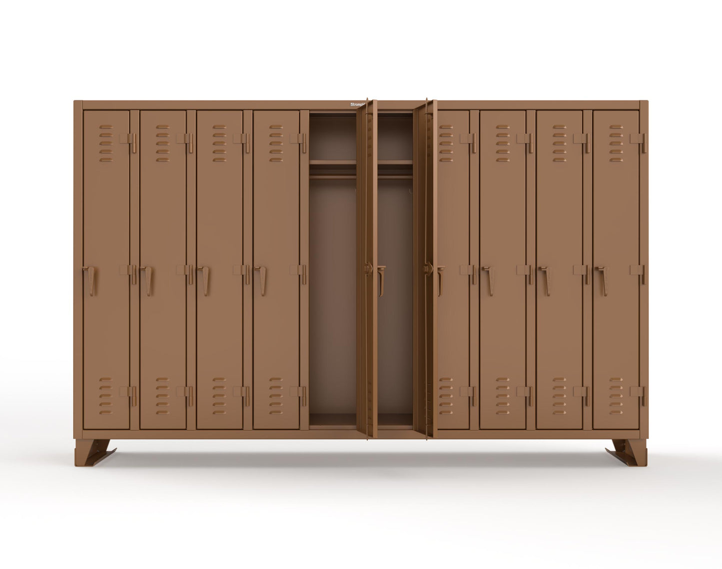 Extreme Duty 12 GA Single-Tier Locker with 10 Compartments, Louvered Doors, Wardrobe Rod - 122 in. W x 18in. D x 78 in. H - 106-18-1TSL-8025