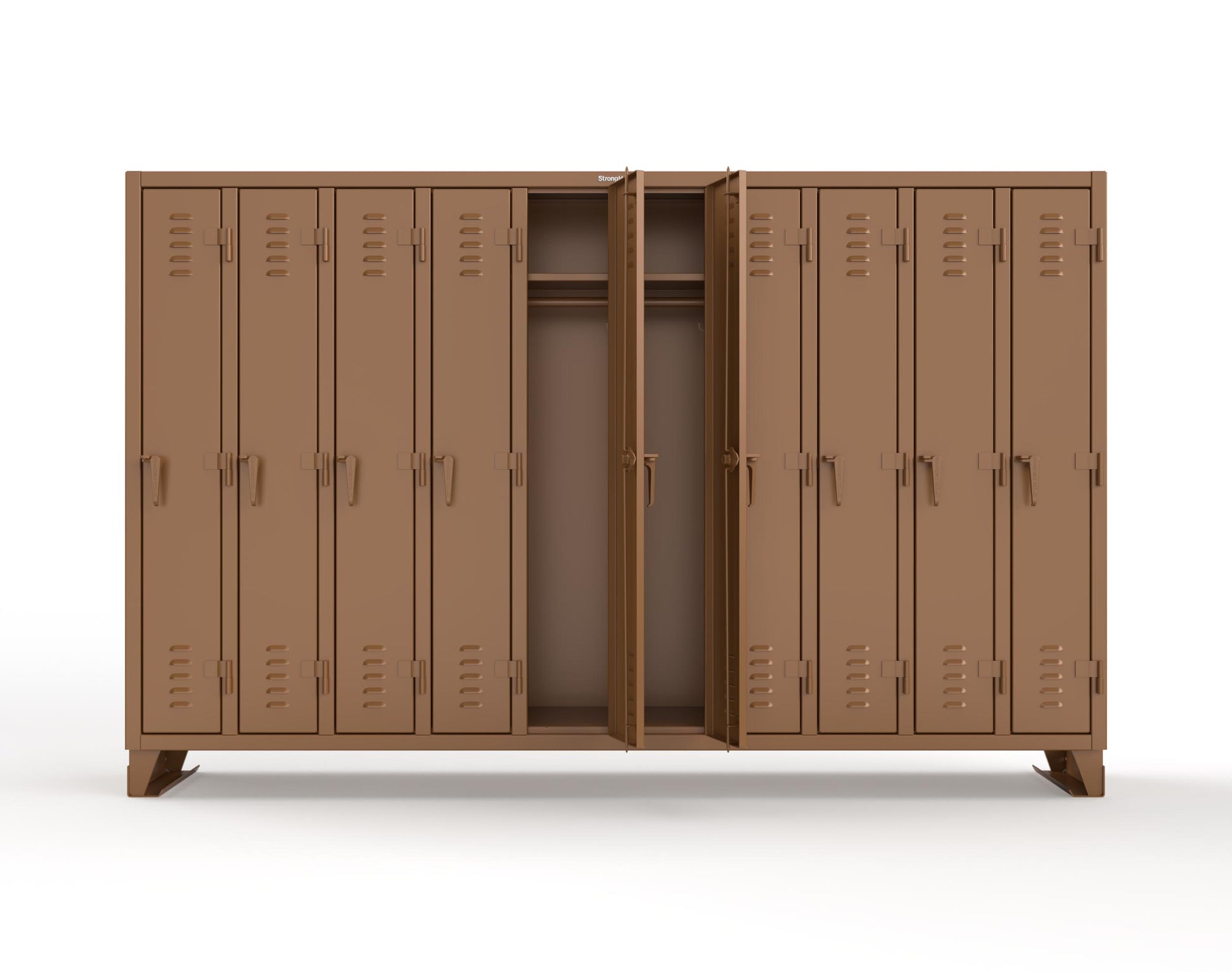 Extreme Duty 12 GA Single-Tier Locker with 10 Compartments, Louvered Doors, Wardrobe Rod - 122 in. W x 18in. D x 78 in. H - 106-18-1TSL-8025