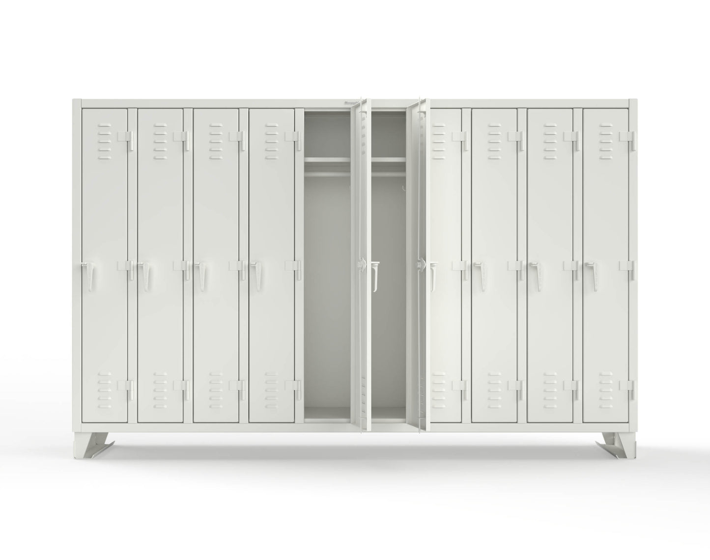 Extreme Duty 12 GA Single-Tier Locker with 10 Compartments, Louvered Doors, Wardrobe Rod - 122 in. W x 18in. D x 78 in. H - 106-18-1TSL-9003