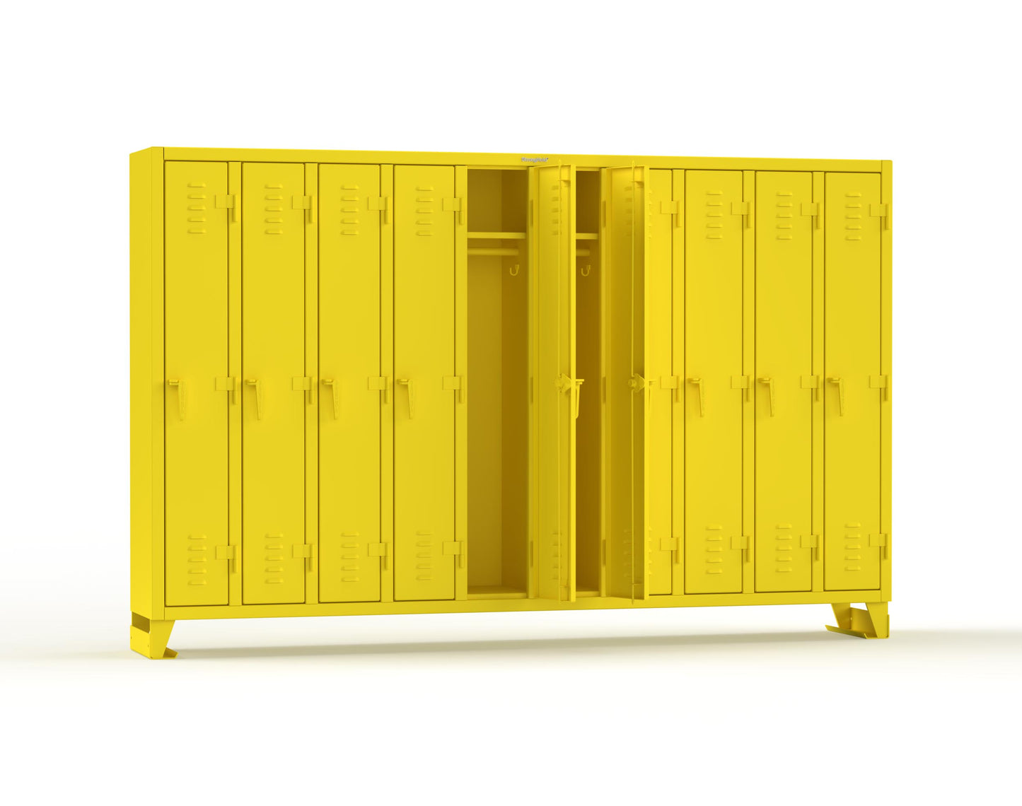 Extreme Duty 12 GA Single-Tier Locker with 10 Compartments, Louvered Doors, Wardrobe Rod - 122 in. W x 18in. D x 78 in. H - 106-18-1TSL-1023