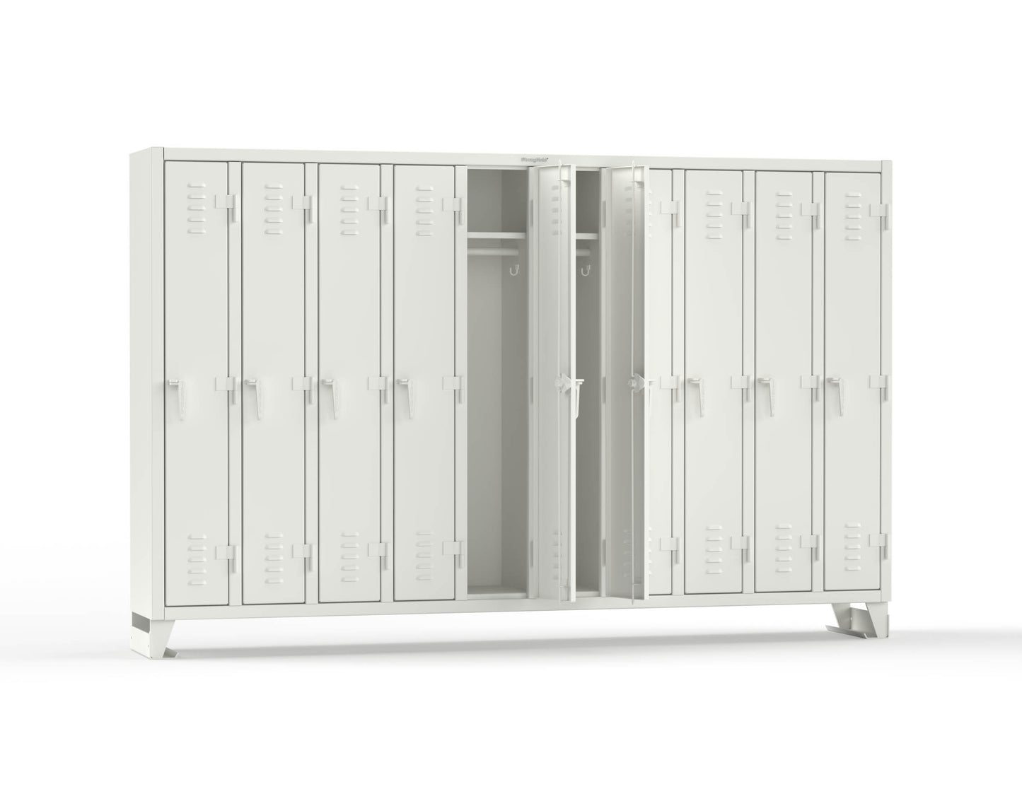 Extreme Duty 12 GA Single-Tier Locker with 10 Compartments, Louvered Doors, Wardrobe Rod - 122 in. W x 18in. D x 78 in. H - 106-18-1TSL-9003