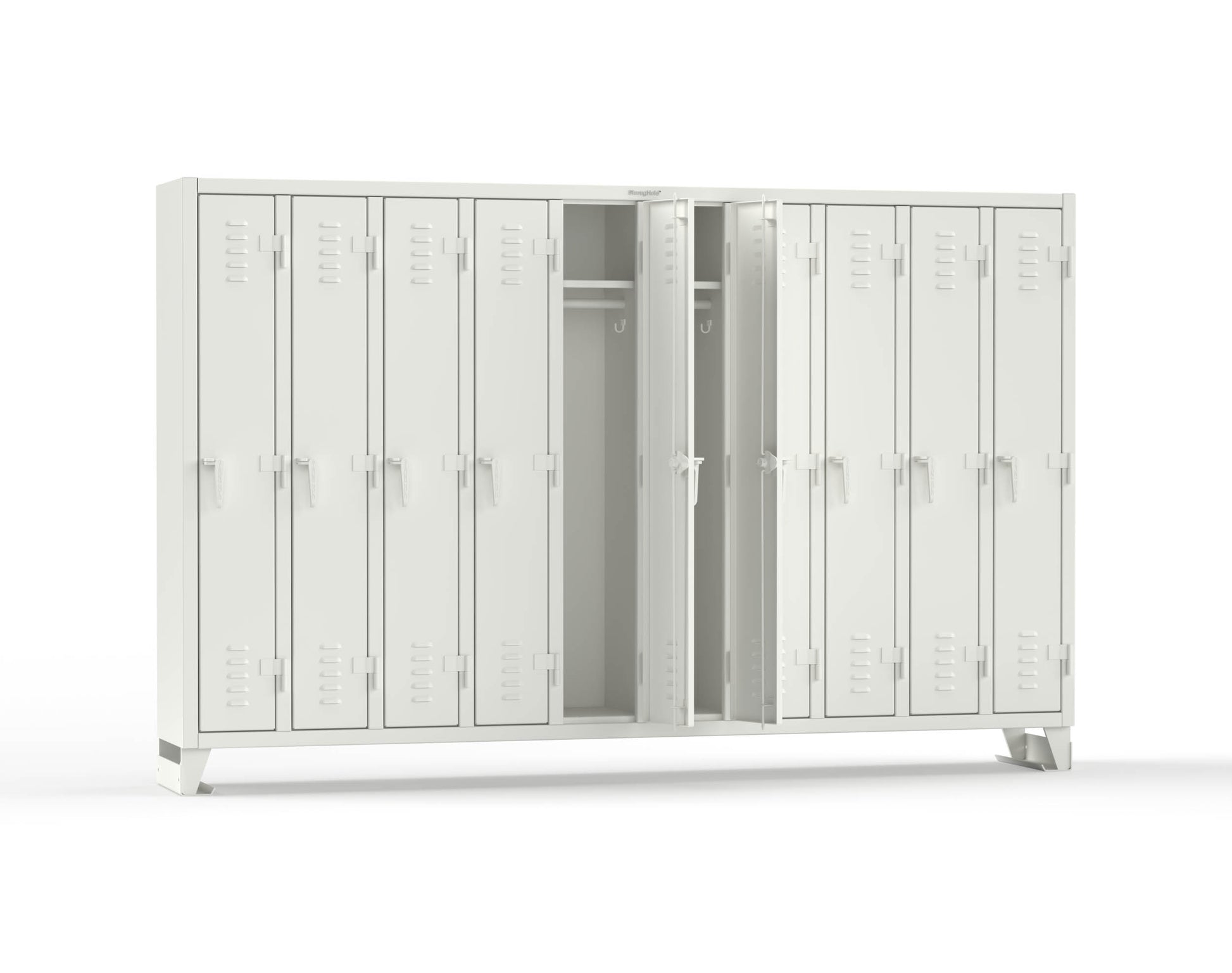 Extreme Duty 12 GA Single-Tier Locker with 10 Compartments, Louvered Doors, Wardrobe Rod - 122 in. W x 18in. D x 78 in. H - 106-18-1TSL-9003