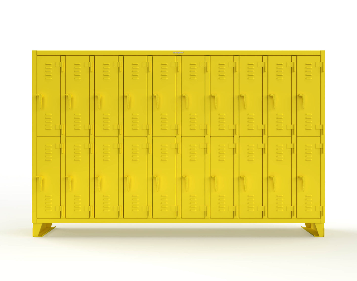 Extreme Duty 12 GA Double-Tier Locker with 20 Compartments, Louvered Doors, Coat Hooks - 122 in. W x 18in. D x 78 in. H - 106-18-2TSL-1023