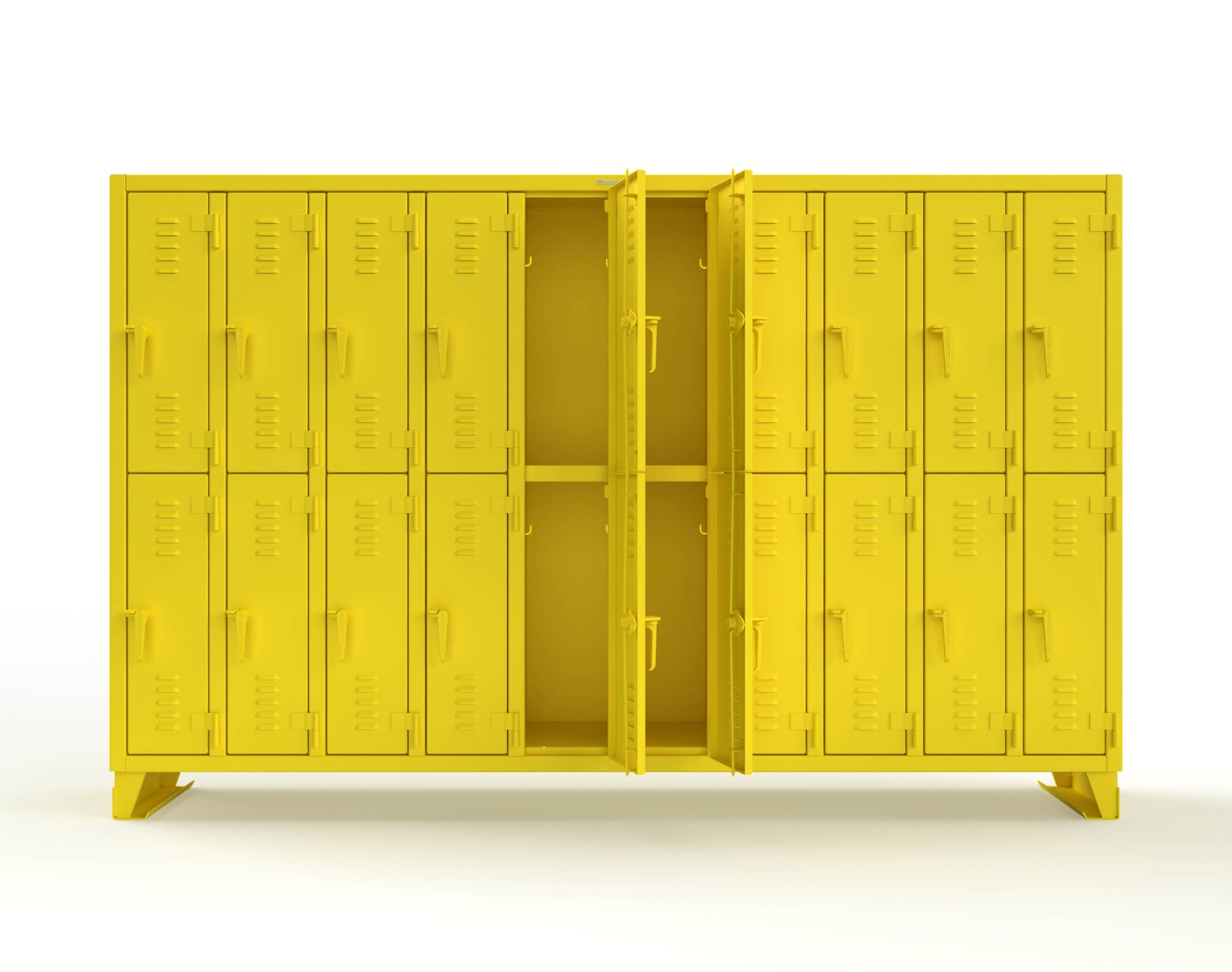 Extreme Duty 12 GA Double-Tier Locker with 20 Compartments, Louvered Doors, Coat Hooks - 122 in. W x 18in. D x 78 in. H - 106-18-2TSL-1023