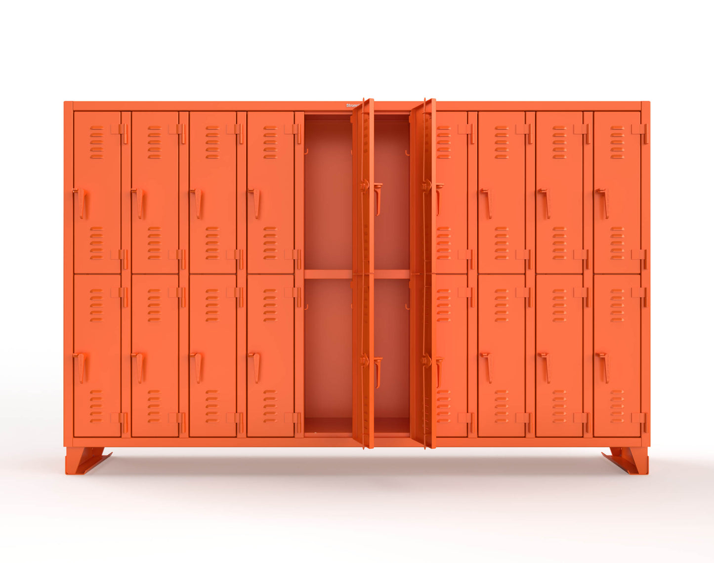 Extreme Duty 12 GA Double-Tier Locker with 20 Compartments, Louvered Doors, Coat Hooks - 122 in. W x 18in. D x 78 in. H - 106-18-2TSL-2004