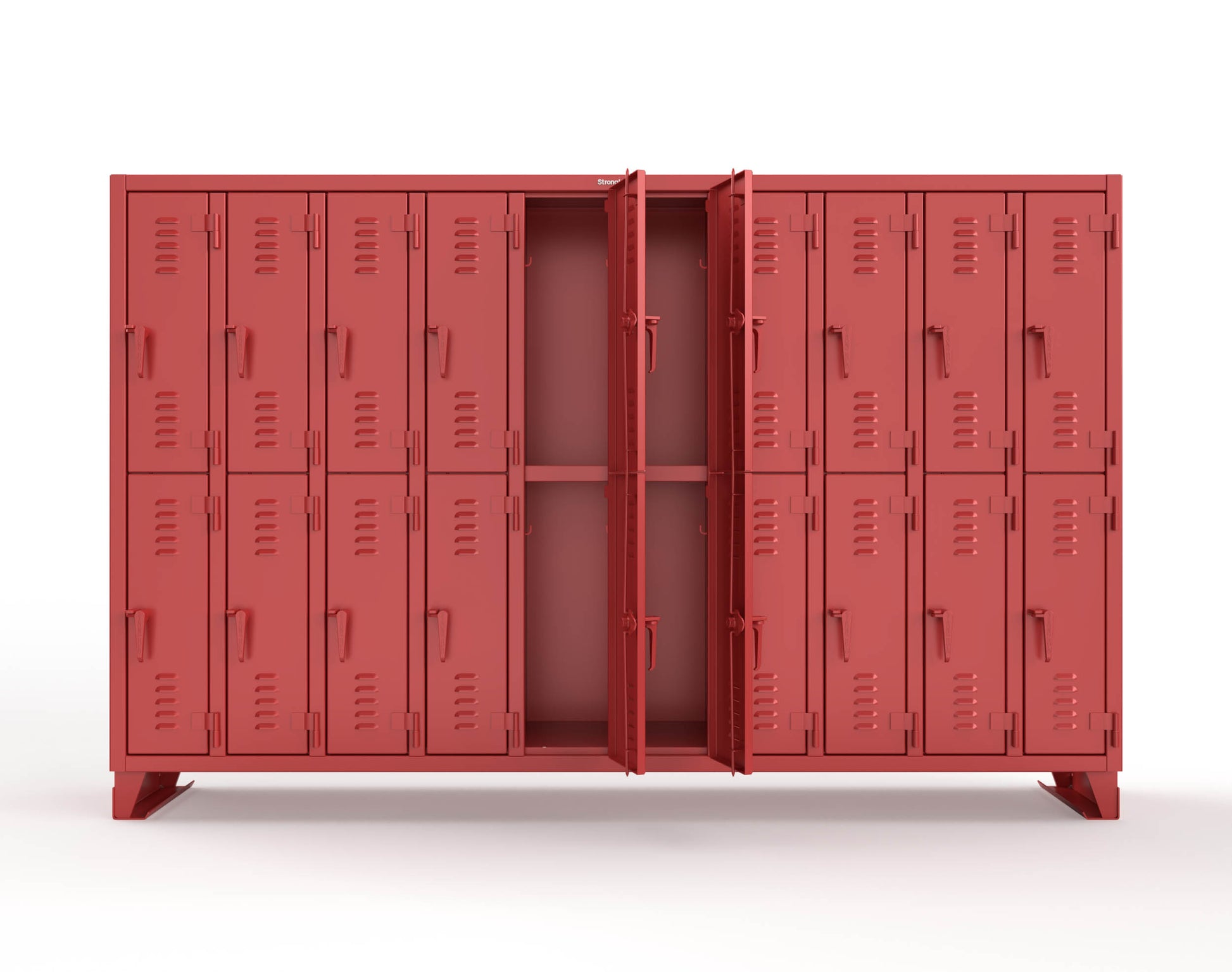 Extreme Duty 12 GA Double-Tier Locker with 20 Compartments, Louvered Doors, Coat Hooks - 122 in. W x 18in. D x 78 in. H - 106-18-2TSL-3001