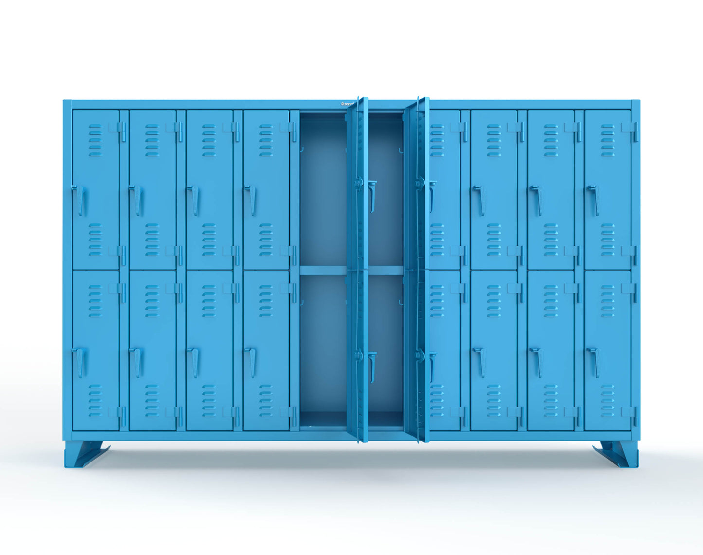 Extreme Duty 12 GA Double-Tier Locker with 20 Compartments, Louvered Doors, Coat Hooks - 122 in. W x 18in. D x 78 in. H - 106-18-2TSL-5012