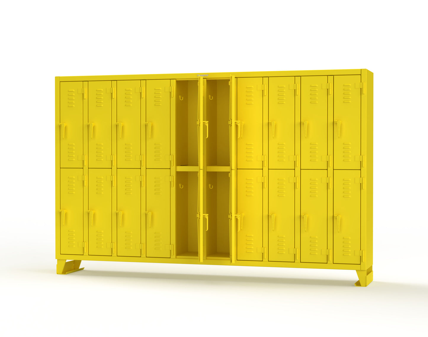 Extreme Duty 12 GA Double-Tier Locker with 20 Compartments, Louvered Doors, Coat Hooks - 122 in. W x 18in. D x 78 in. H - 106-18-2TSL-1023