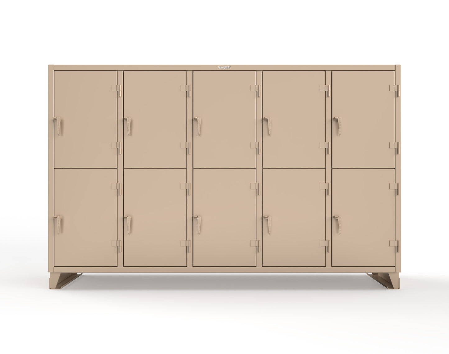 Extreme Duty 12 GA Double-Tier Locker with 10 Compartments, 15 Shelves, 20 Drawers - 122 in. W x 24in. D x 78 in. H - 106-24-2TPL-20DB-1019