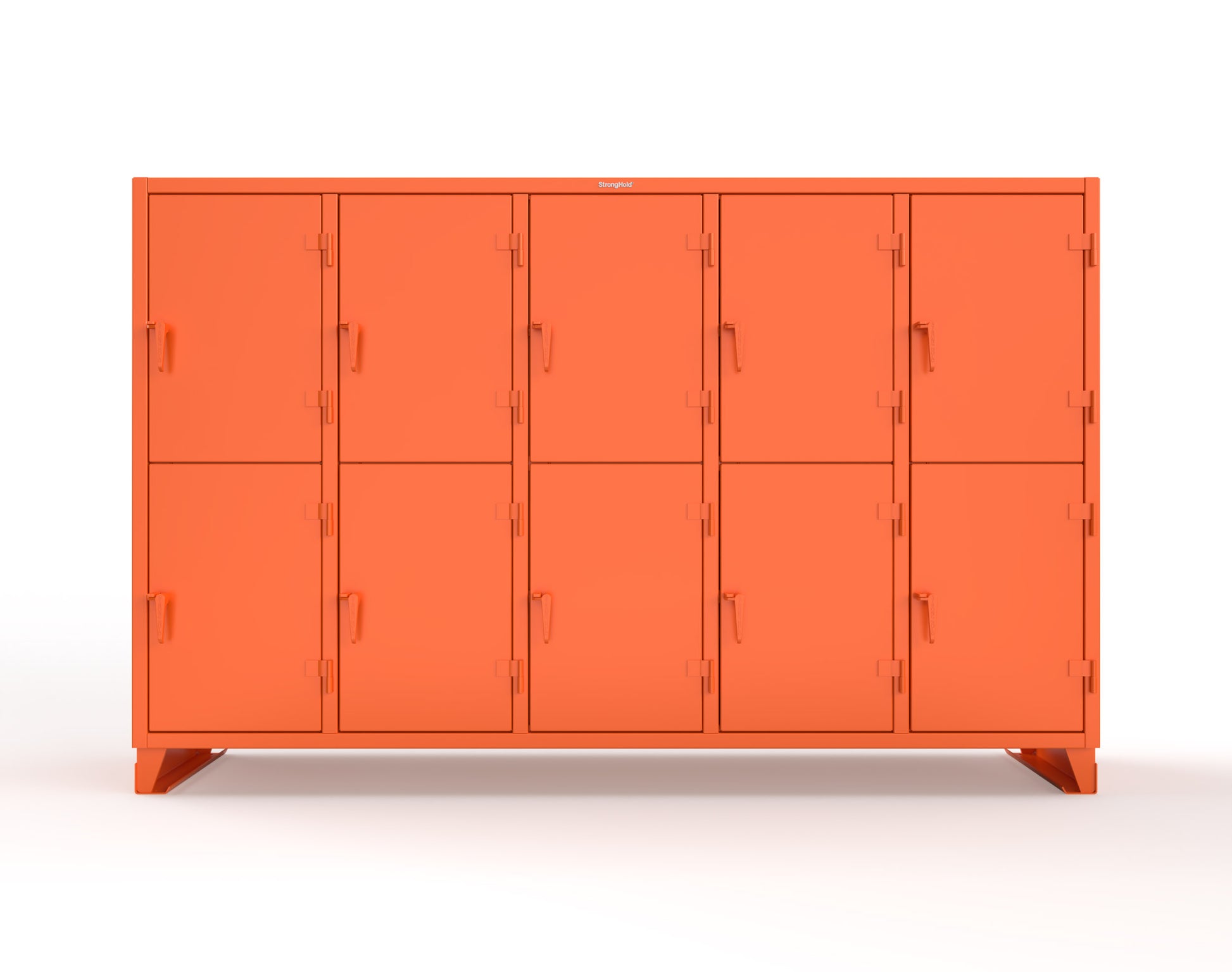 Extreme Duty 12 GA Double-Tier Locker with 10 Compartments, 15 Shelves, 20 Drawers - 122 in. W x 24in. D x 78 in. H - 106-24-2TPL-20DB-2004
