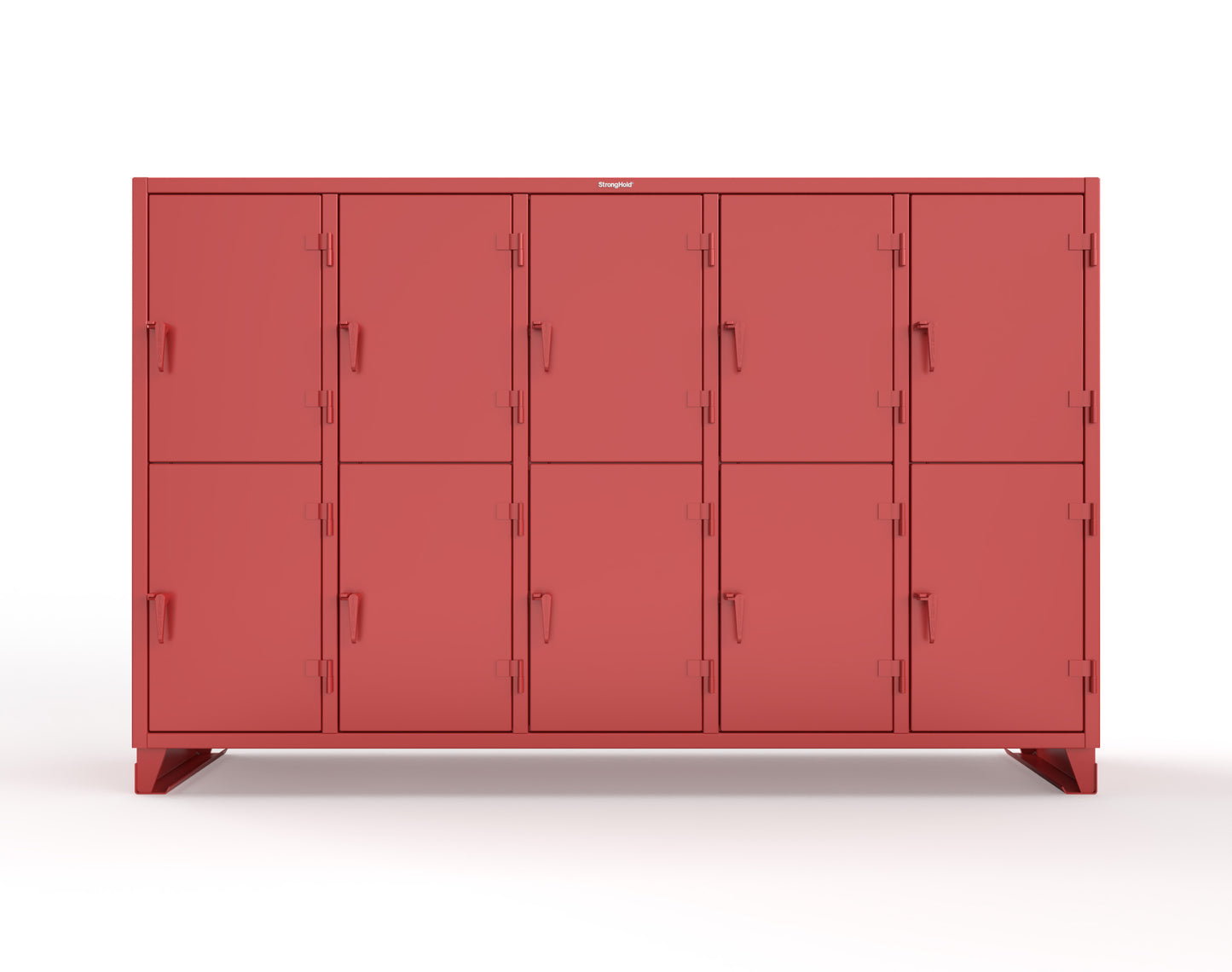 Extreme Duty 12 GA Double-Tier Locker with 10 Compartments, 15 Shelves, 20 Drawers - 122 in. W x 24in. D x 78 in. H - 106-24-2TPL-20DB-3001