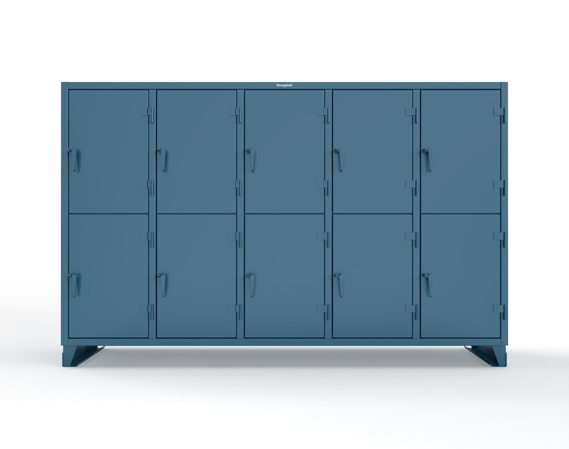 Extreme Duty 12 GA Double-Tier Locker with 10 Compartments, 15 Shelves, 20 Drawers - 122 in. W x 24in. D x 78 in. H - 106-24-2TPL-20DB-5010