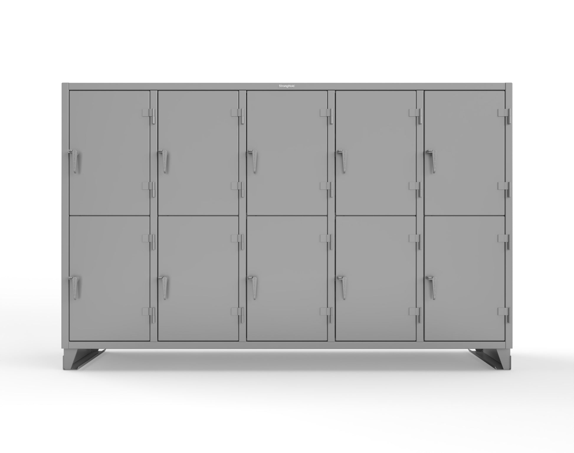 Extreme Duty 12 GA Double-Tier Locker with 10 Compartments, 15 Shelves, 20 Drawers - 122 in. W x 24in. D x 78 in. H - 106-24-2TPL-20DB-7037