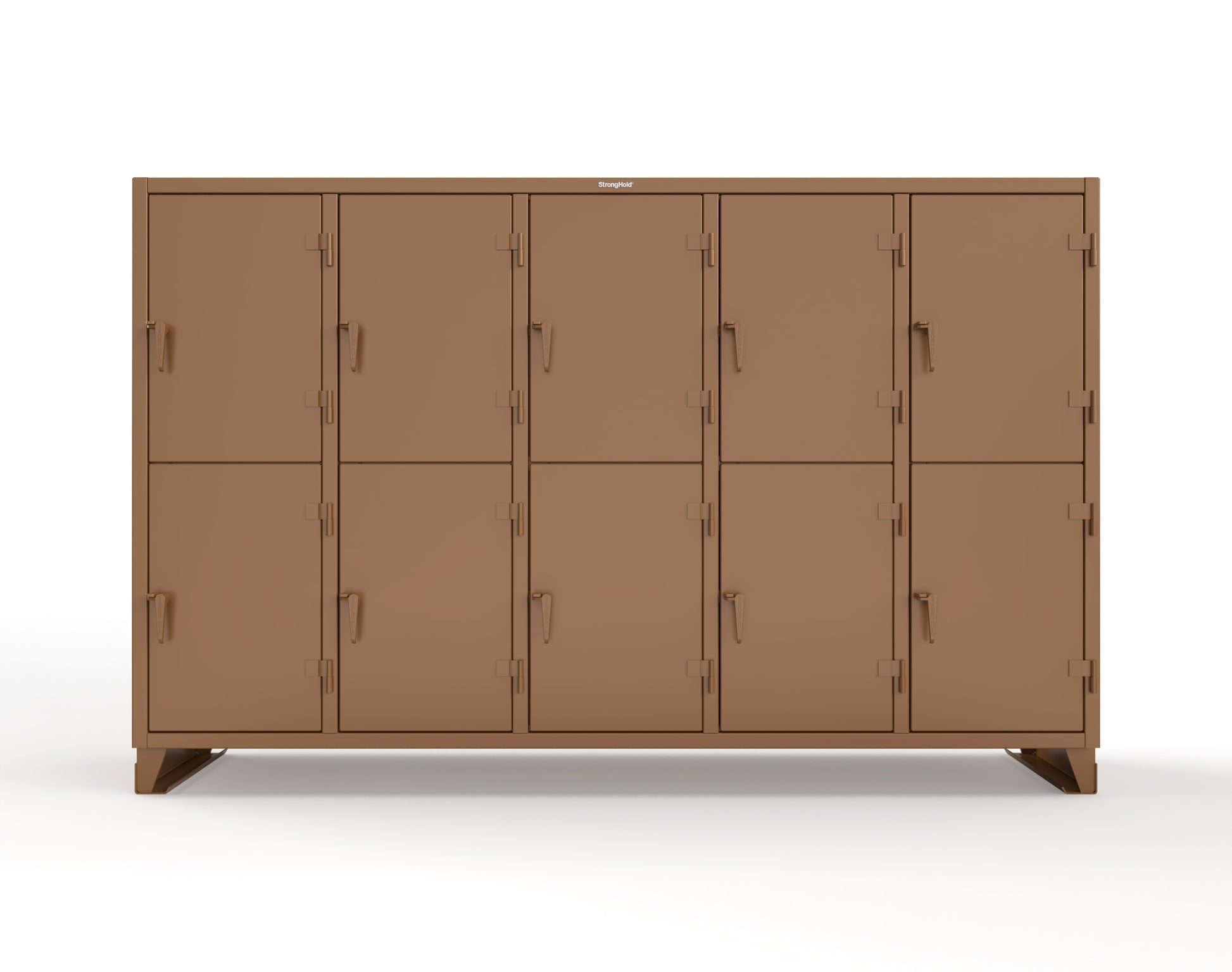 Extreme Duty 12 GA Double-Tier Locker with 10 Compartments, 15 Shelves, 20 Drawers - 122 in. W x 24in. D x 78 in. H - 106-24-2TPL-20DB-8025