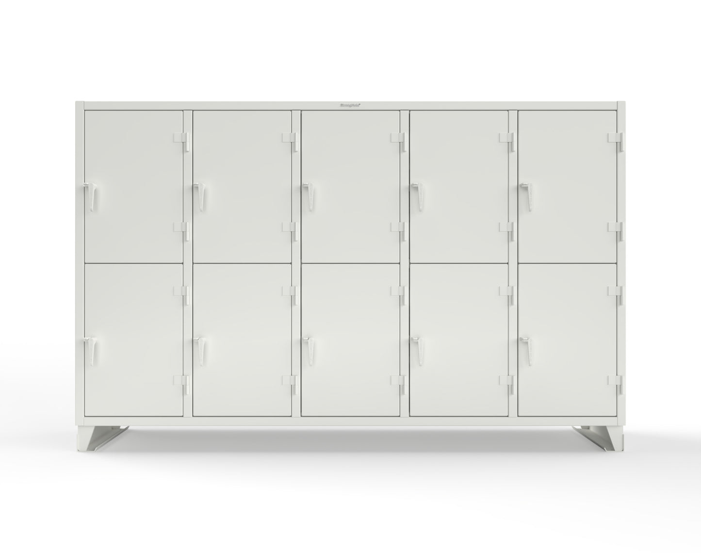 Extreme Duty 12 GA Double-Tier Locker with 10 Compartments, 15 Shelves, 20 Drawers - 122 in. W x 24in. D x 78 in. H - 106-24-2TPL-20DB-9003