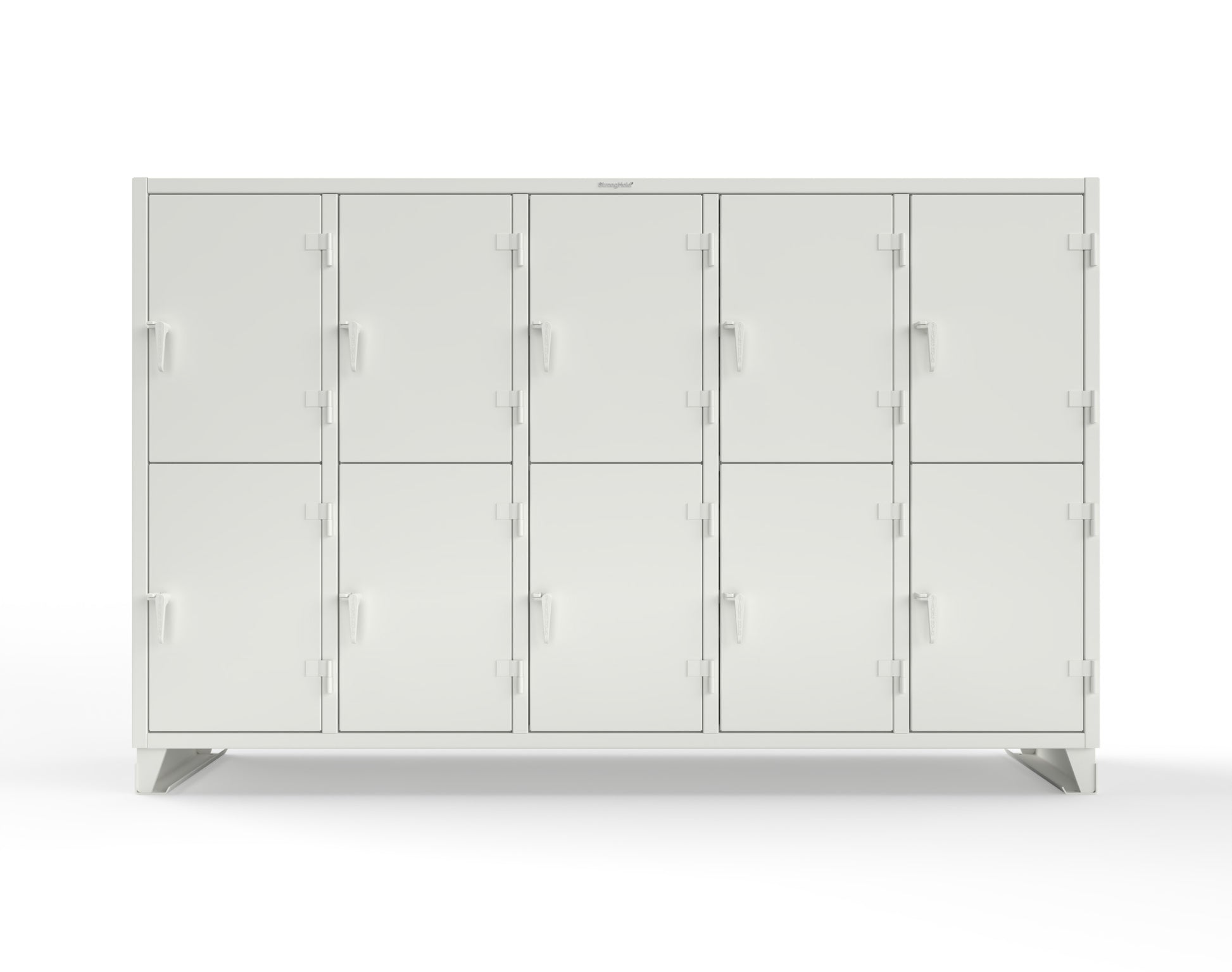 Extreme Duty 12 GA Double-Tier Locker with 10 Compartments, 15 Shelves, 20 Drawers - 122 in. W x 24in. D x 78 in. H - 106-24-2TPL-20DB-9003
