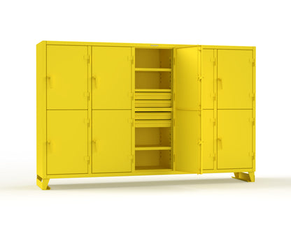 Extreme Duty 12 GA Double-Tier Locker with 10 Compartments, 15 Shelves, 20 Drawers - 122 in. W x 24in. D x 78 in. H - 106-24-2TPL-20DB-1023