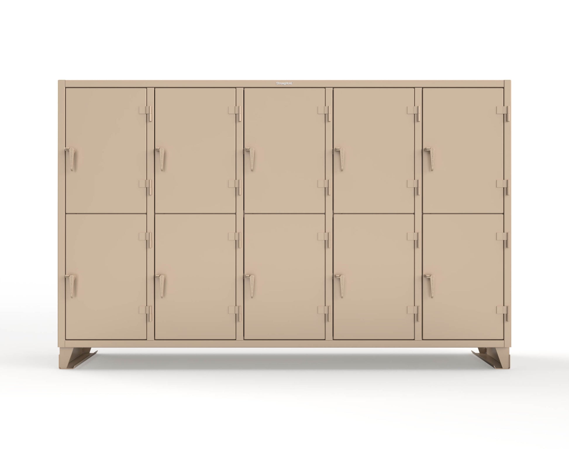 Extreme Duty 12 GA Double-Tier Locker with 10 Compartments, 20 Shelves, Coat Hooks - 122 in. W x 24in. D x 78 in. H - 106-24-2TPL-1019