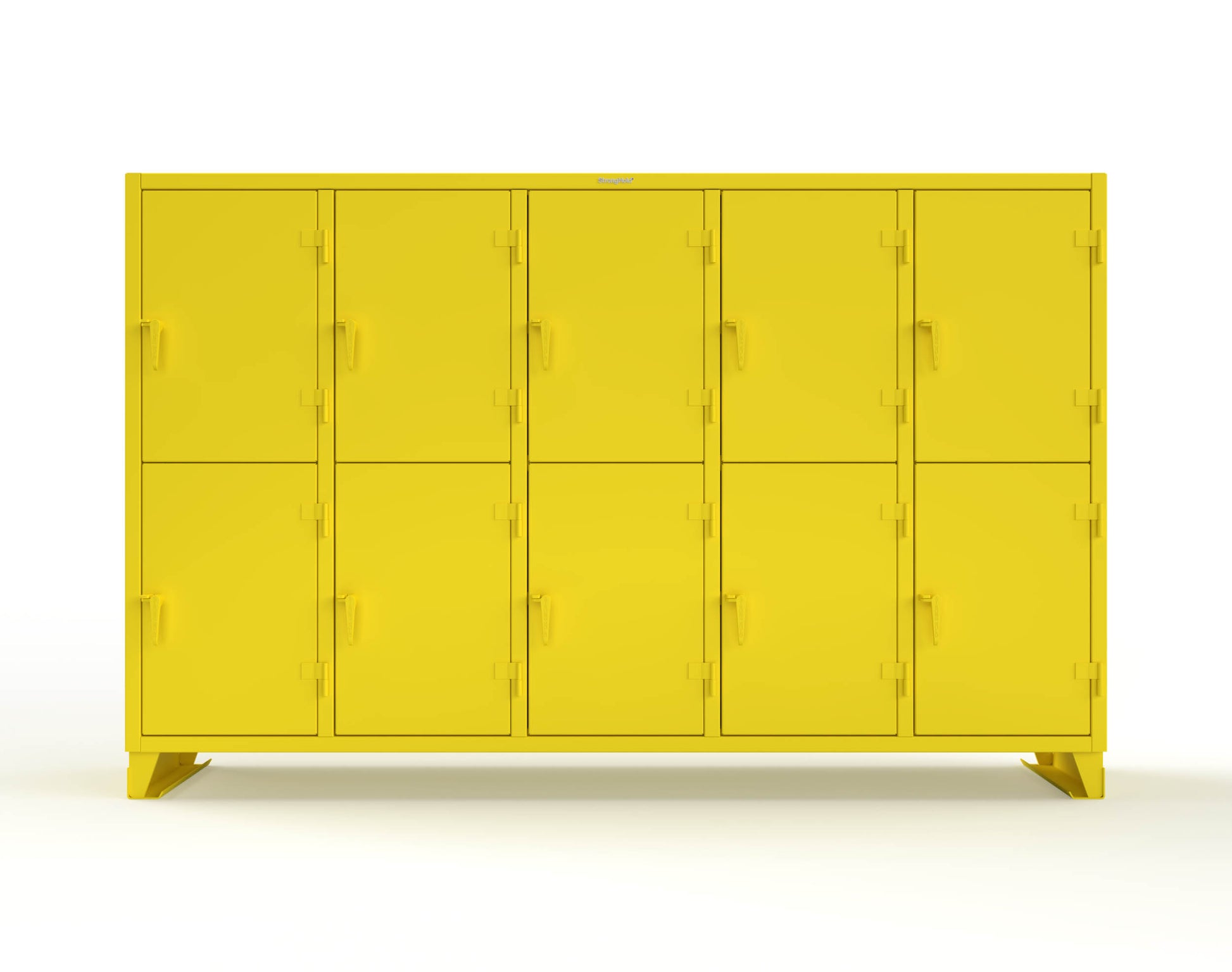 Extreme Duty 12 GA Double-Tier Locker with 10 Compartments, 20 Shelves, Coat Hooks - 122 in. W x 24in. D x 78 in. H - 106-24-2TPL-1023