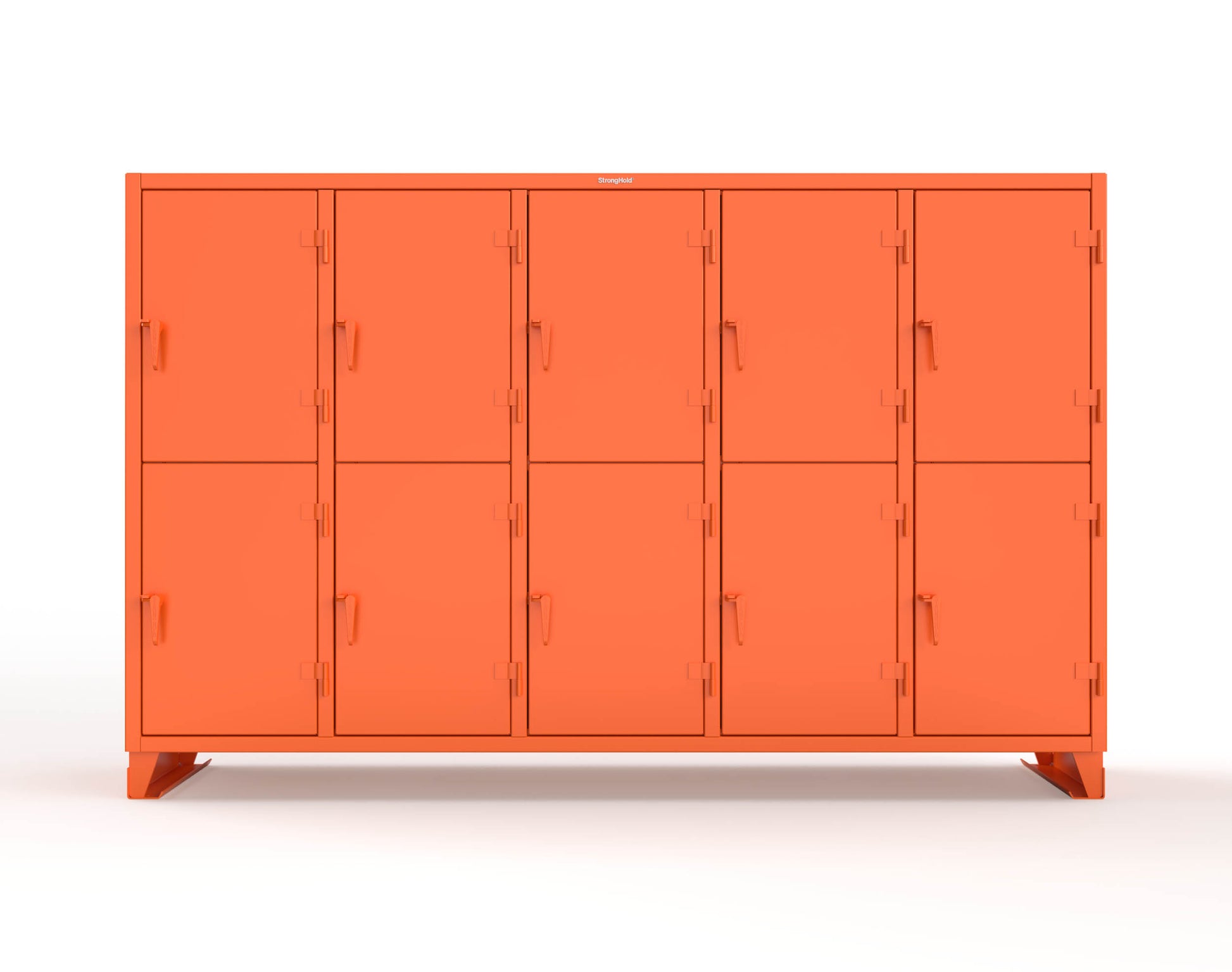 Extreme Duty 12 GA Double-Tier Locker with 10 Compartments, 20 Shelves, Coat Hooks - 122 in. W x 24in. D x 78 in. H - 106-24-2TPL-2004