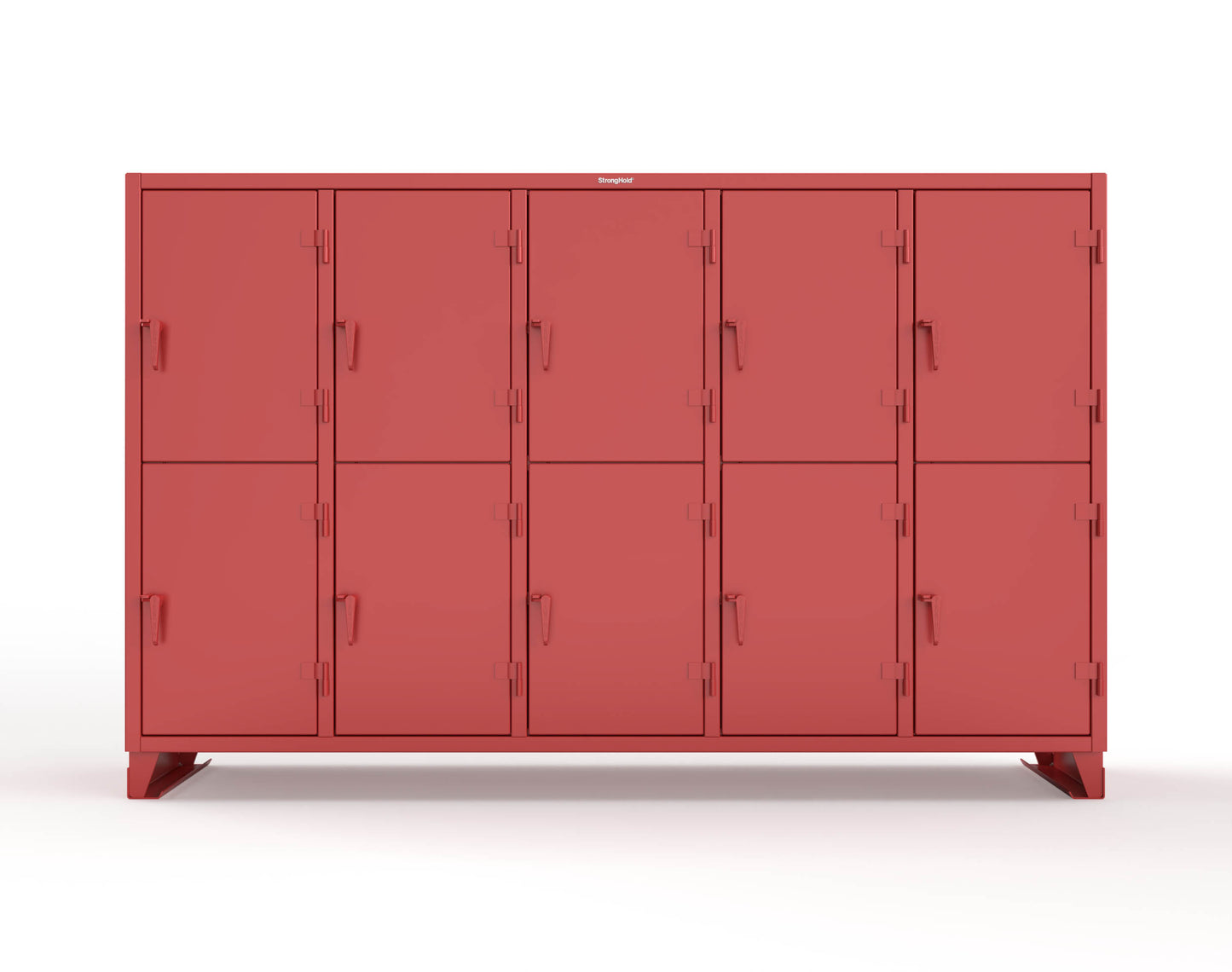 Extreme Duty 12 GA Double-Tier Locker with 10 Compartments, 20 Shelves, Coat Hooks - 122 in. W x 24in. D x 78 in. H - 106-24-2TPL-3001