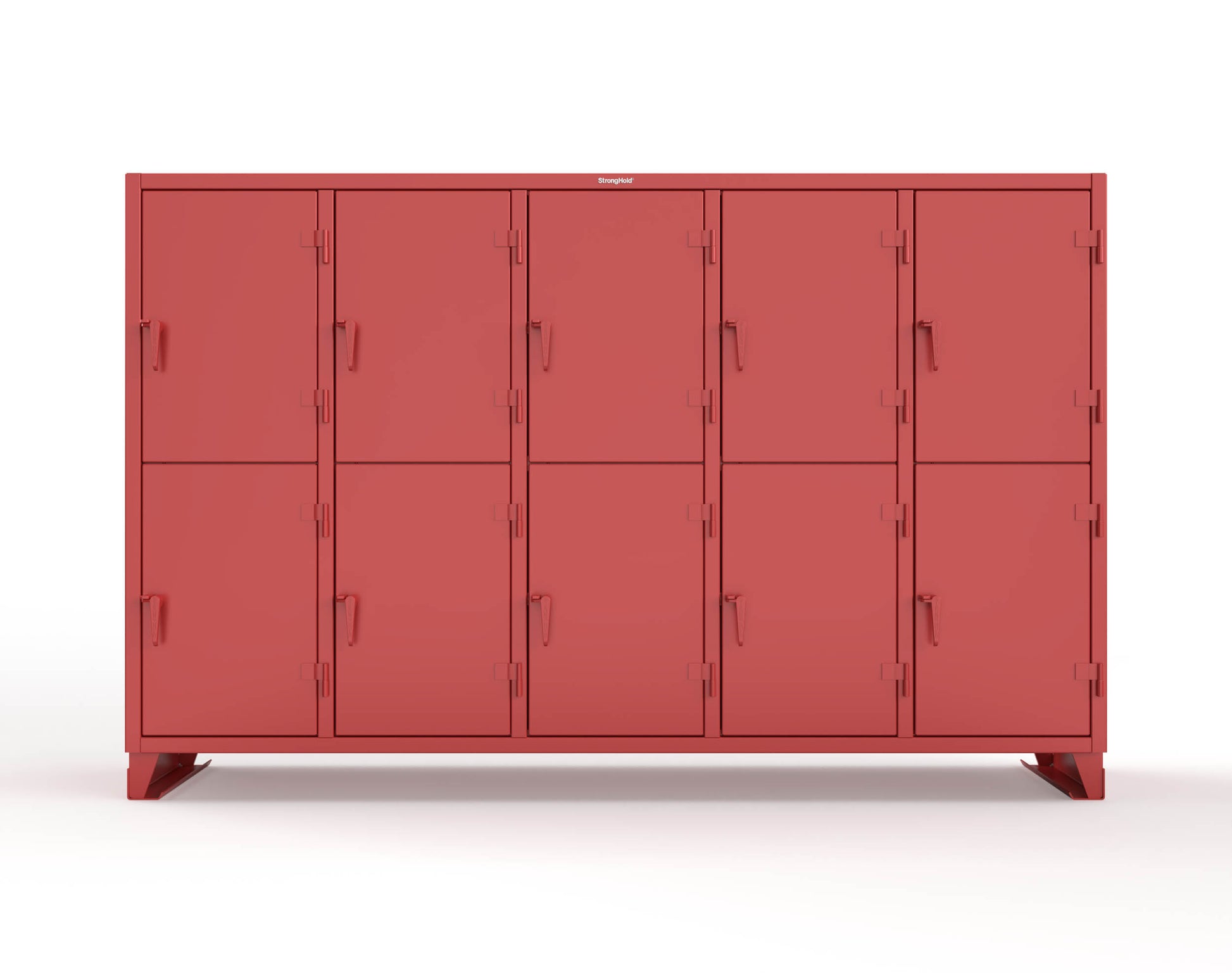 Extreme Duty 12 GA Double-Tier Locker with 10 Compartments, 20 Shelves, Coat Hooks - 122 in. W x 24in. D x 78 in. H - 106-24-2TPL-3001