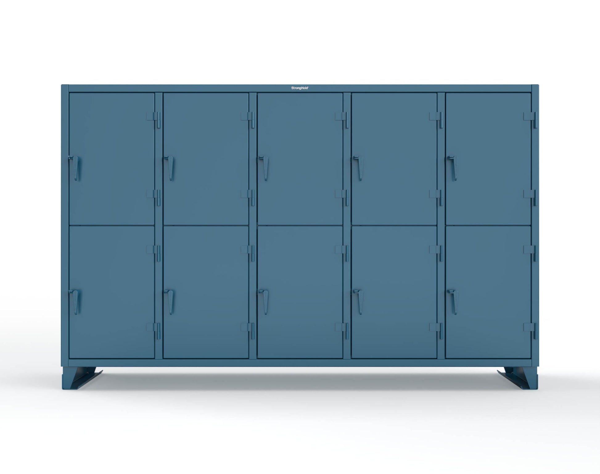 Extreme Duty 12 GA Double-Tier Locker with 10 Compartments, 20 Shelves, Coat Hooks - 122 in. W x 24in. D x 78 in. H - 106-24-2TPL-5010