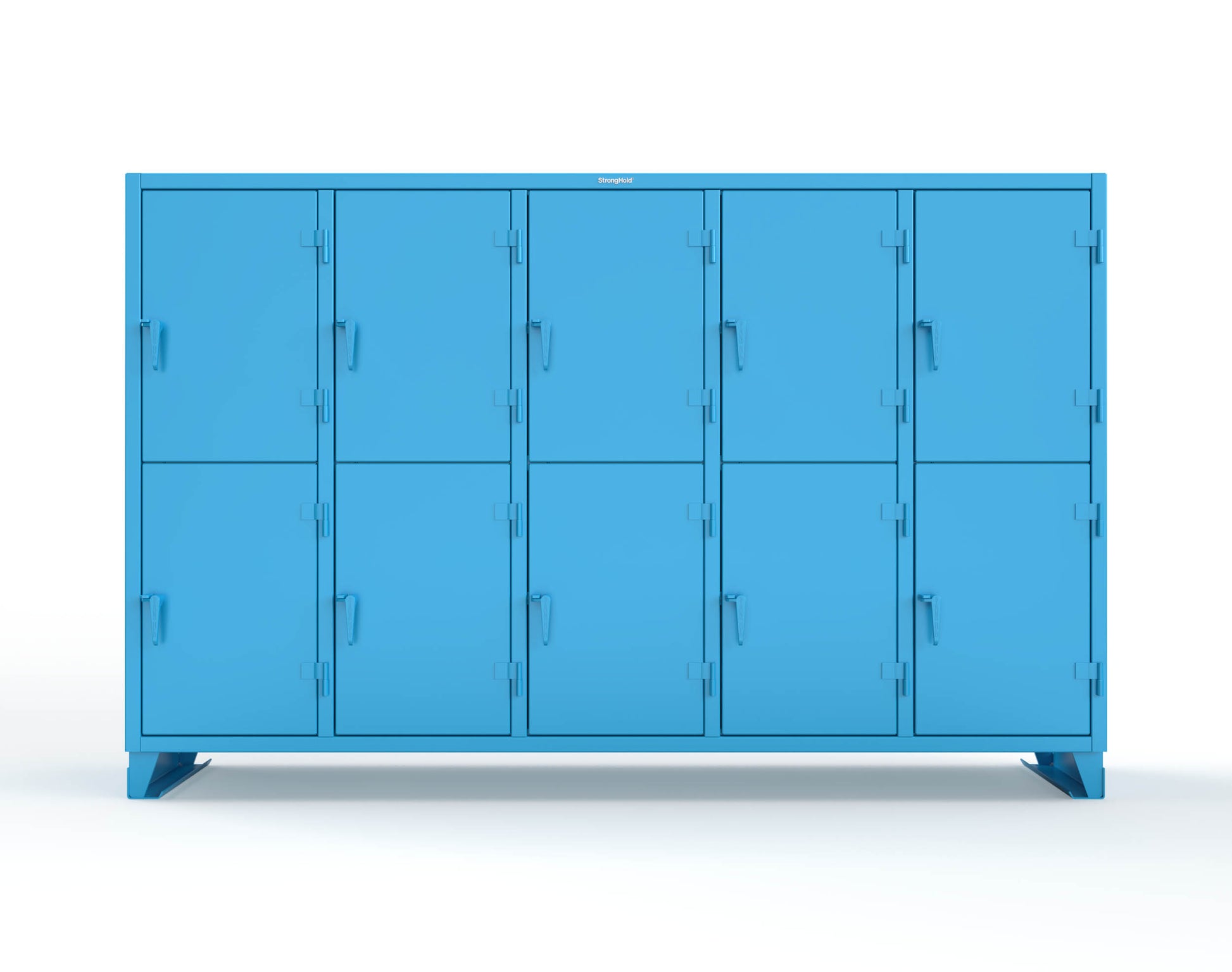 Extreme Duty 12 GA Double-Tier Locker with 10 Compartments, 20 Shelves, Coat Hooks - 122 in. W x 24in. D x 78 in. H - 106-24-2TPL-5012