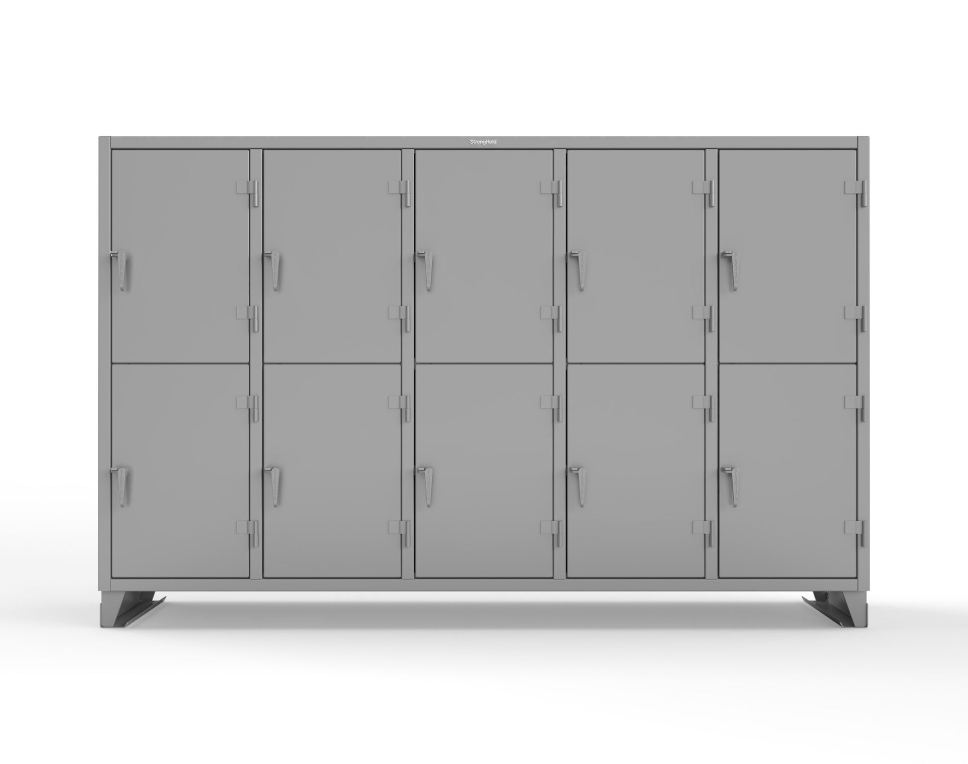 Extreme Duty 12 GA Double-Tier Locker with 10 Compartments, 20 Shelves, Coat Hooks - 122 in. W x 24in. D x 78 in. H - 106-24-2TPL-7037