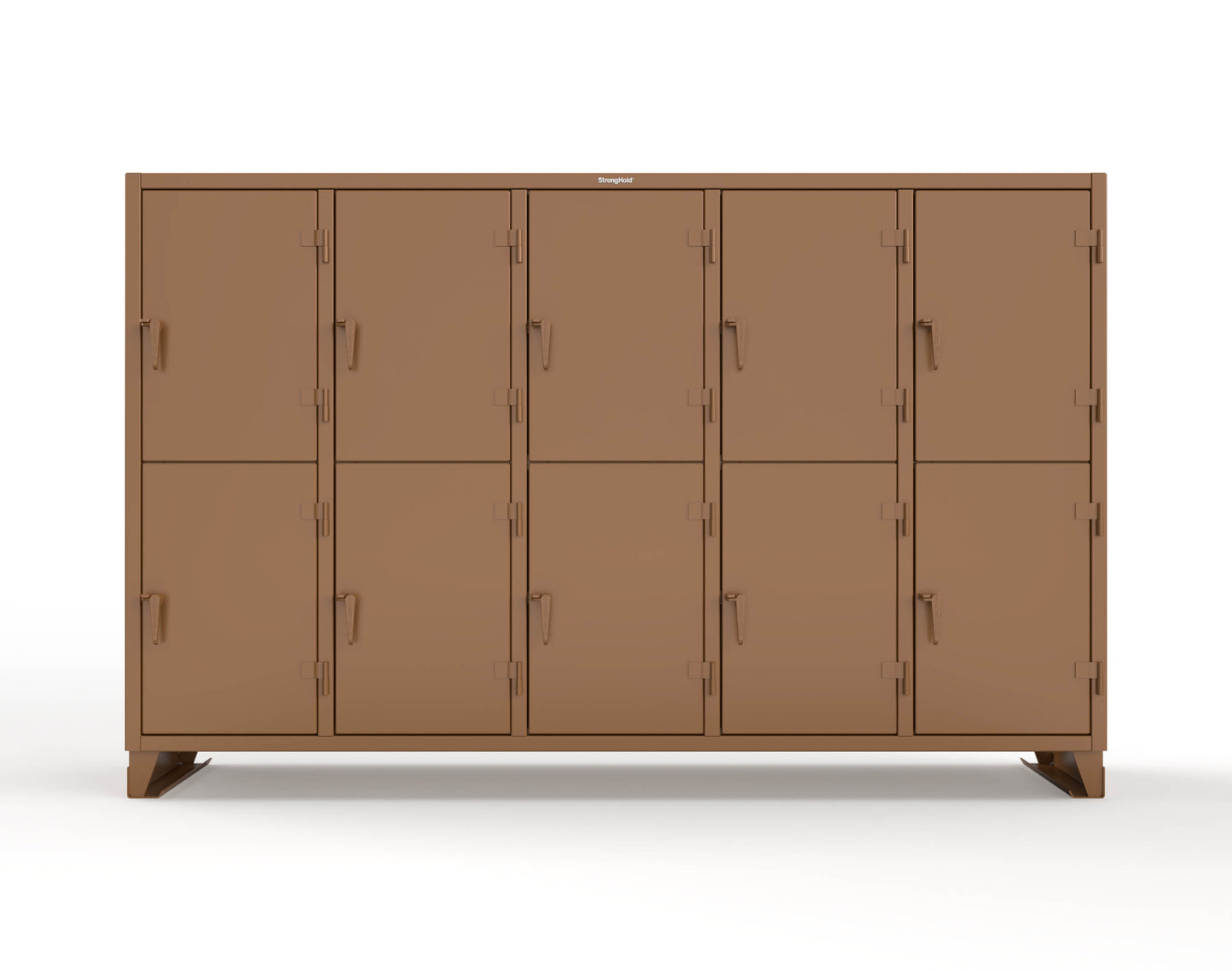 Extreme Duty 12 GA Double-Tier Locker with 10 Compartments, 20 Shelves, Coat Hooks - 122 in. W x 24in. D x 78 in. H - 106-24-2TPL-8025