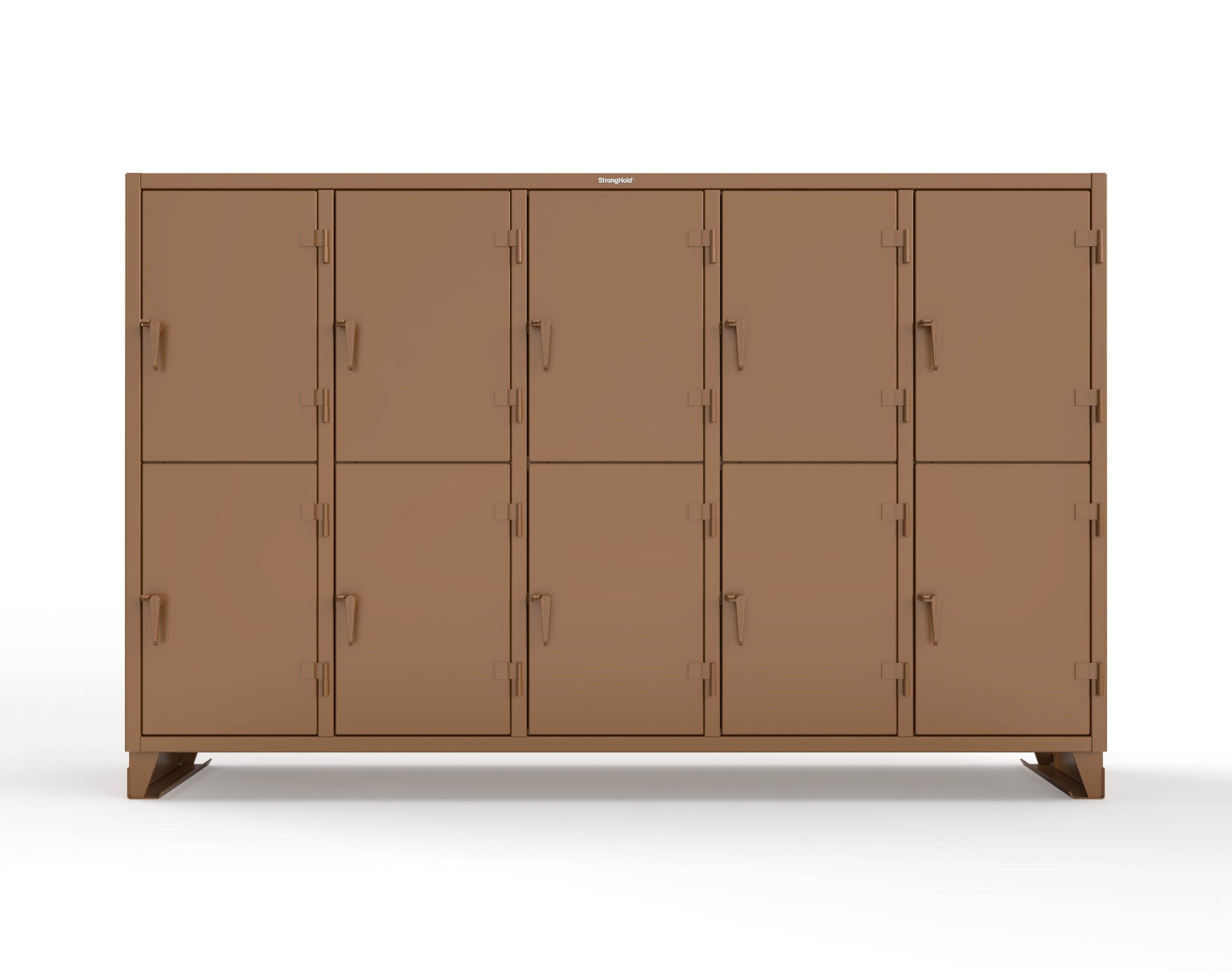 Extreme Duty 12 GA Double-Tier Locker with 10 Compartments, 20 Shelves, Coat Hooks - 122 in. W x 24in. D x 78 in. H - 106-24-2TPL-8025