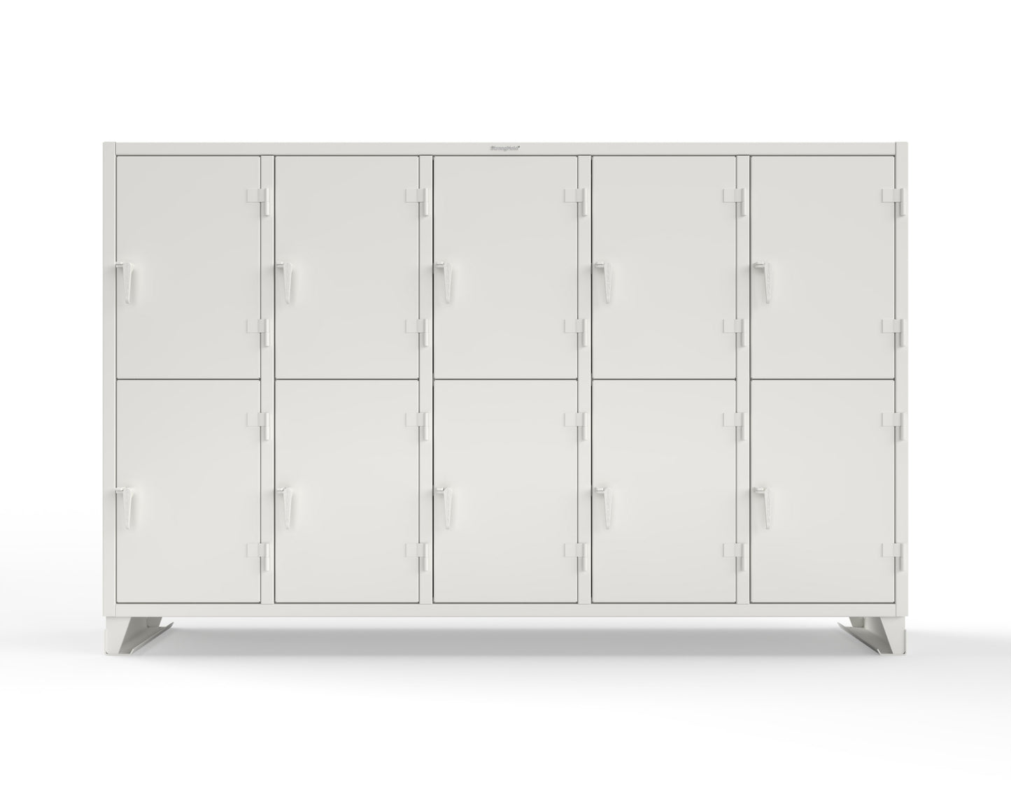 Extreme Duty 12 GA Double-Tier Locker with 10 Compartments, 20 Shelves, Coat Hooks - 122 in. W x 24in. D x 78 in. H - 106-24-2TPL-9003