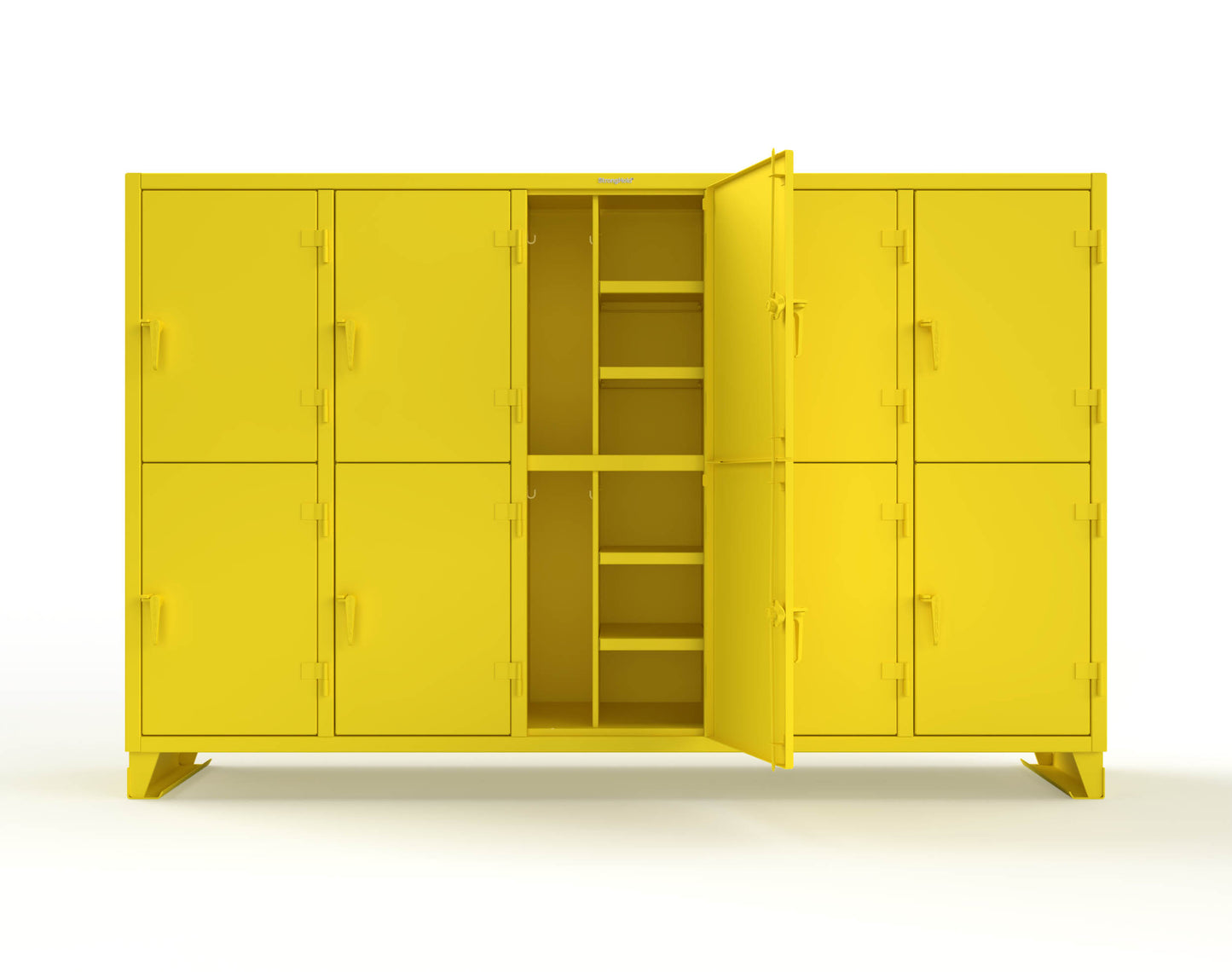 Extreme Duty 12 GA Double-Tier Locker with 10 Compartments, 20 Shelves, Coat Hooks - 122 in. W x 24in. D x 78 in. H - 106-24-2TPL-1023