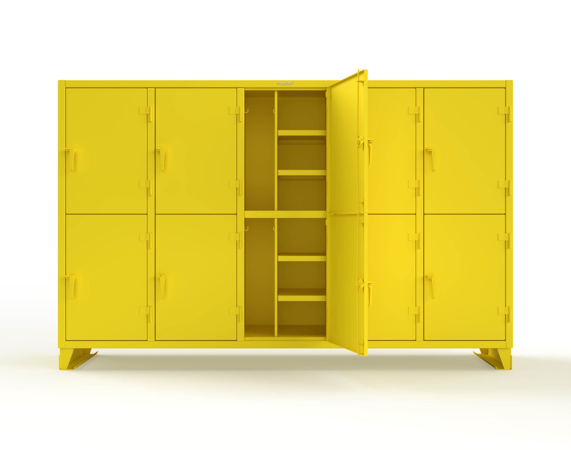 Extreme Duty 12 GA Double-Tier Locker with 10 Compartments, 20 Shelves, Coat Hooks - 122 in. W x 24in. D x 78 in. H - 106-24-2TPL-1023