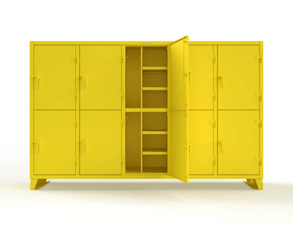 Extreme Duty 12 GA Double-Tier Locker with 10 Compartments, 20 Shelves, Coat Hooks - 122 in. W x 24in. D x 78 in. H - 106-24-2TPL-1023