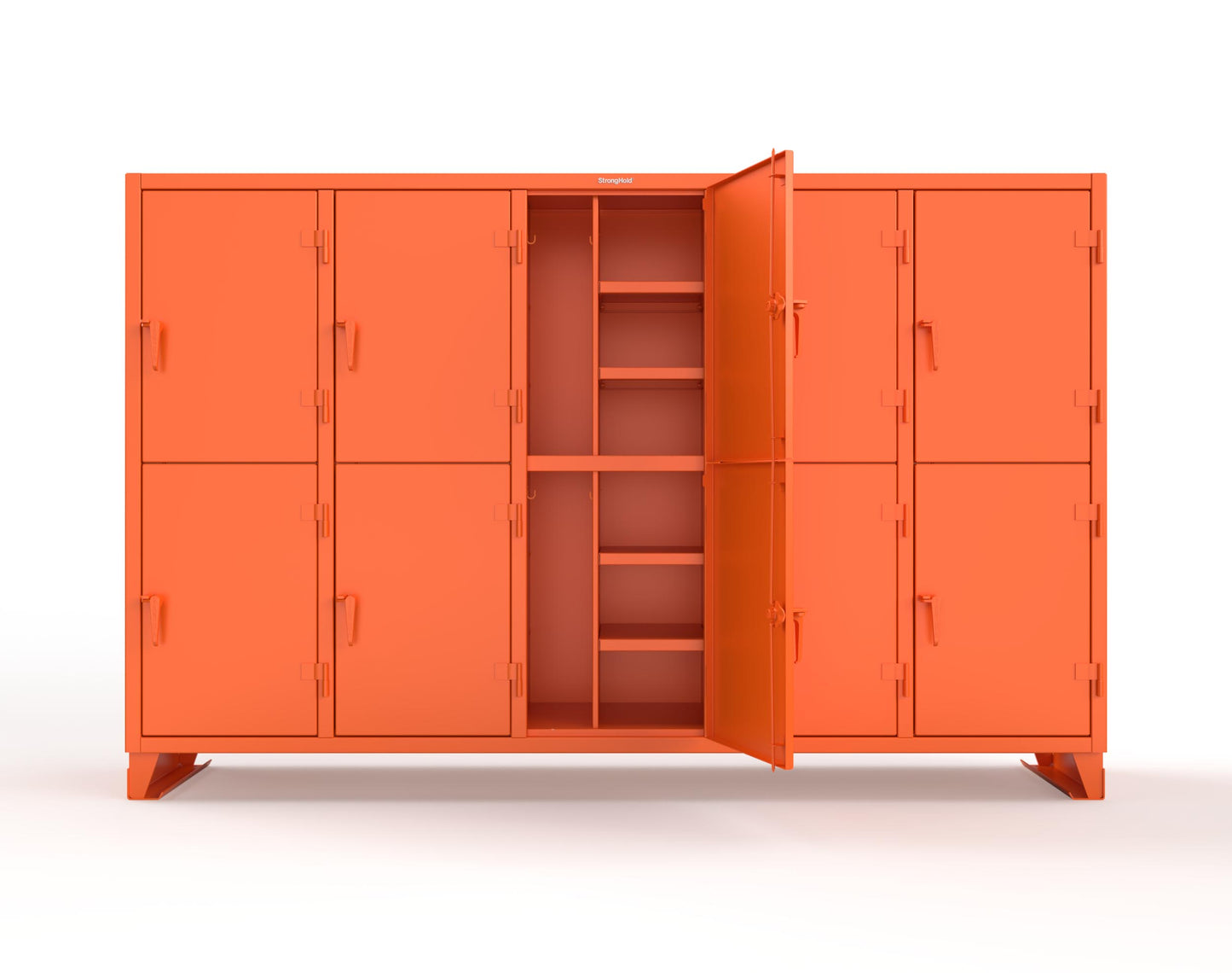 Extreme Duty 12 GA Double-Tier Locker with 10 Compartments, 20 Shelves, Coat Hooks - 122 in. W x 24in. D x 78 in. H - 106-24-2TPL-2004