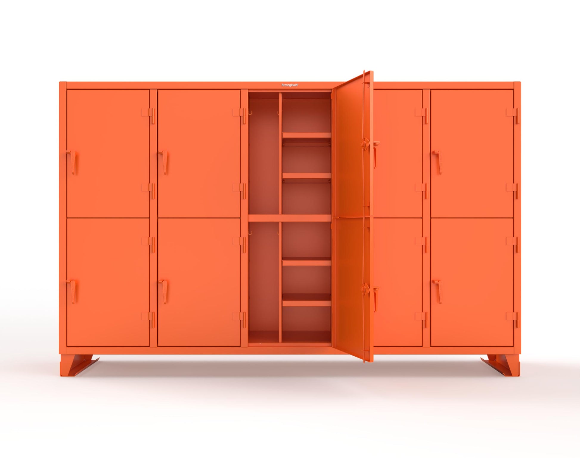 Extreme Duty 12 GA Double-Tier Locker with 10 Compartments, 20 Shelves, Coat Hooks - 122 in. W x 24in. D x 78 in. H - 106-24-2TPL-2004