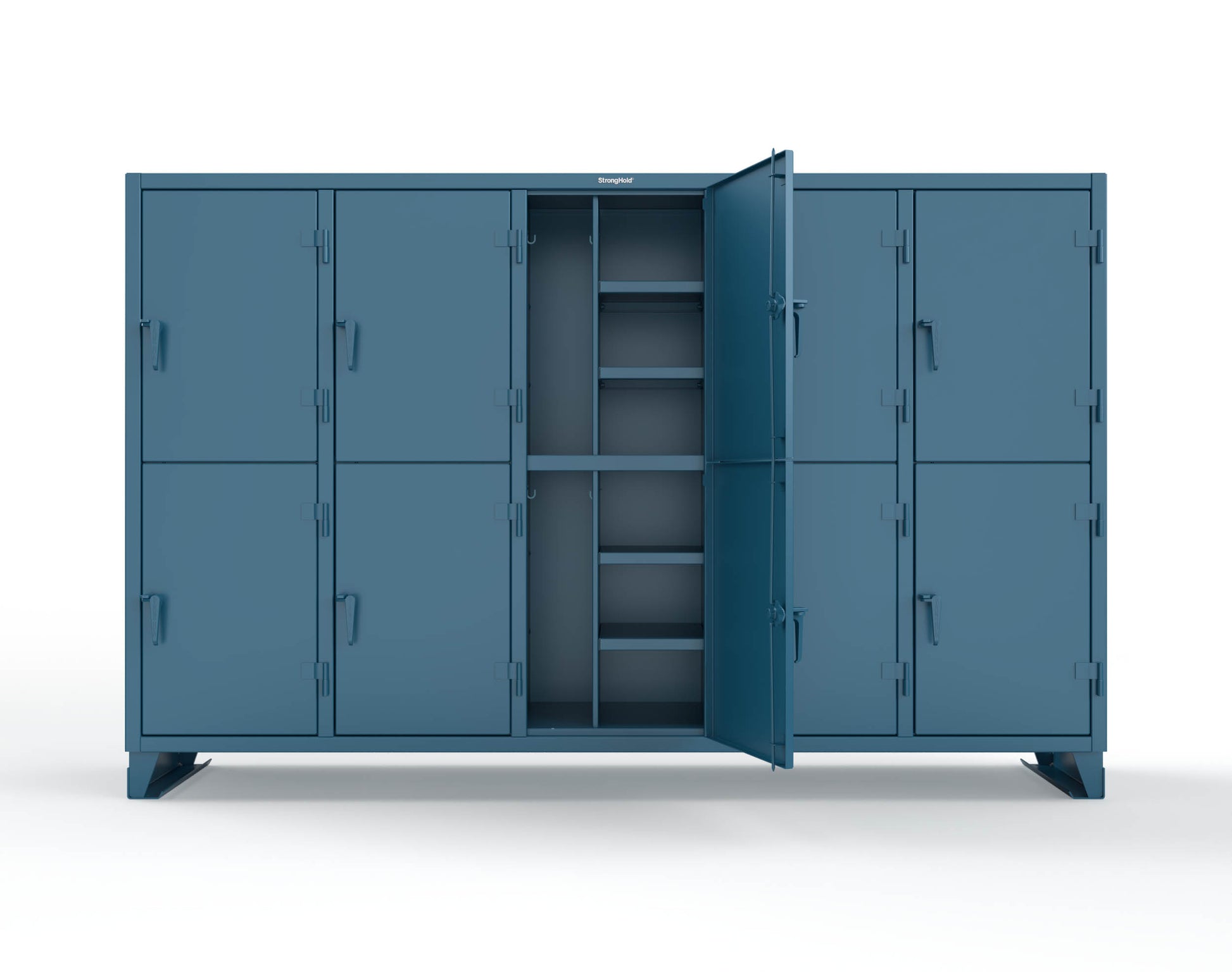 Extreme Duty 12 GA Double-Tier Locker with 10 Compartments, 20 Shelves, Coat Hooks - 122 in. W x 24in. D x 78 in. H - 106-24-2TPL-5010