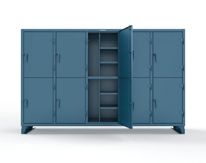 Extreme Duty 12 GA Double-Tier Locker with 10 Compartments, 20 Shelves, Coat Hooks - 122 in. W x 24in. D x 78 in. H - 106-24-2TPL-5010