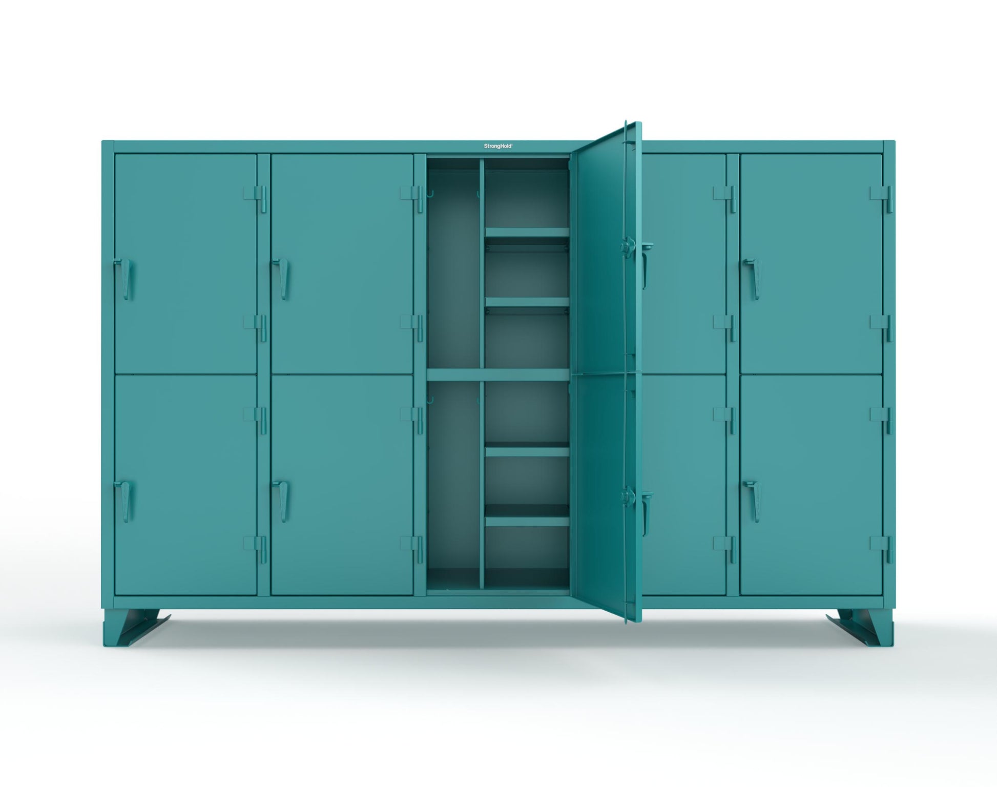 Extreme Duty 12 GA Double-Tier Locker with 10 Compartments, 20 Shelves, Coat Hooks - 122 in. W x 24in. D x 78 in. H - 106-24-2TPL-5021