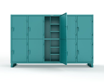 Extreme Duty 12 GA Double-Tier Locker with 10 Compartments, 20 Shelves, Coat Hooks - 122 in. W x 24in. D x 78 in. H - 106-24-2TPL-5021