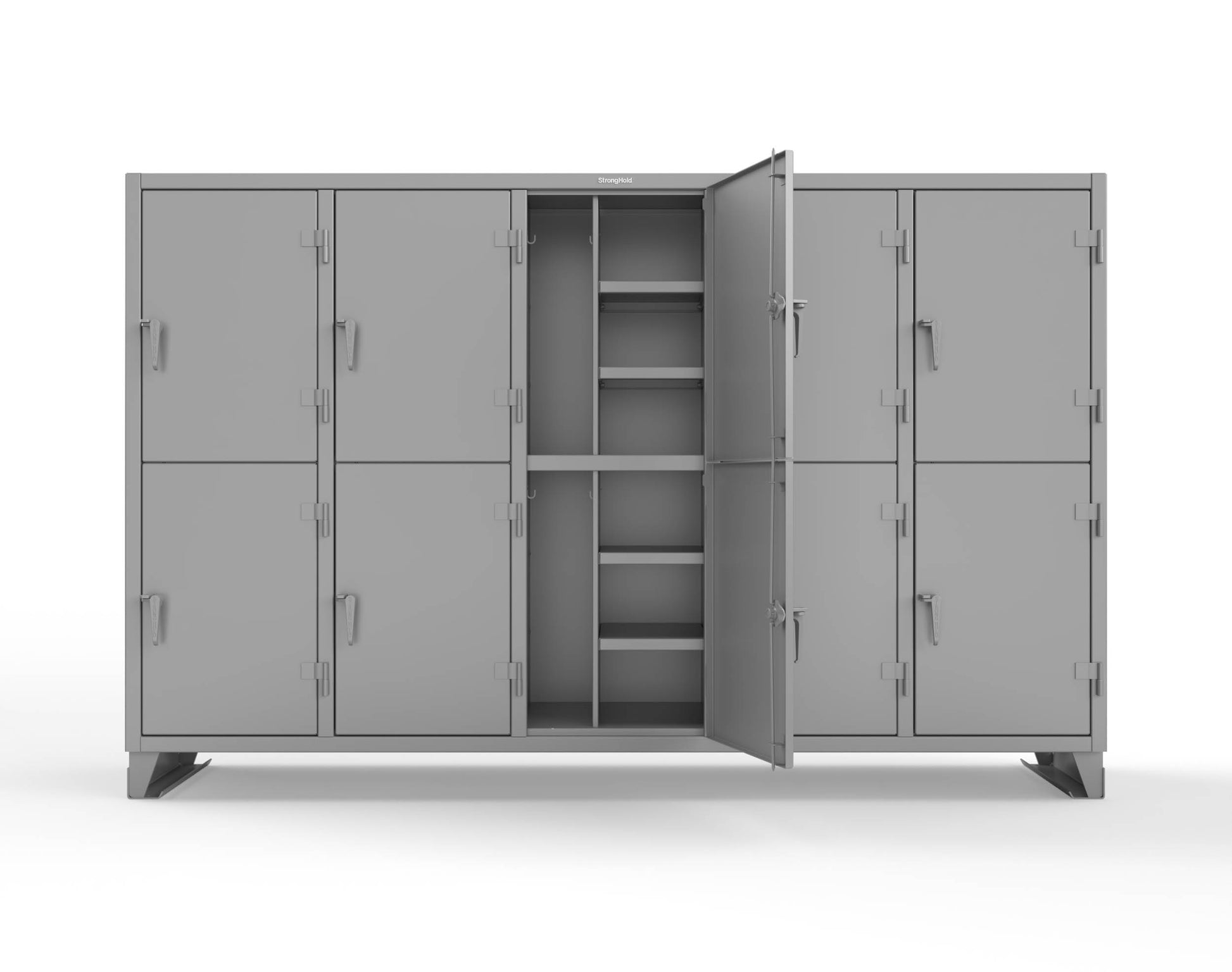 Extreme Duty 12 GA Double-Tier Locker with 10 Compartments, 20 Shelves, Coat Hooks - 122 in. W x 24in. D x 78 in. H - 106-24-2TPL-7037