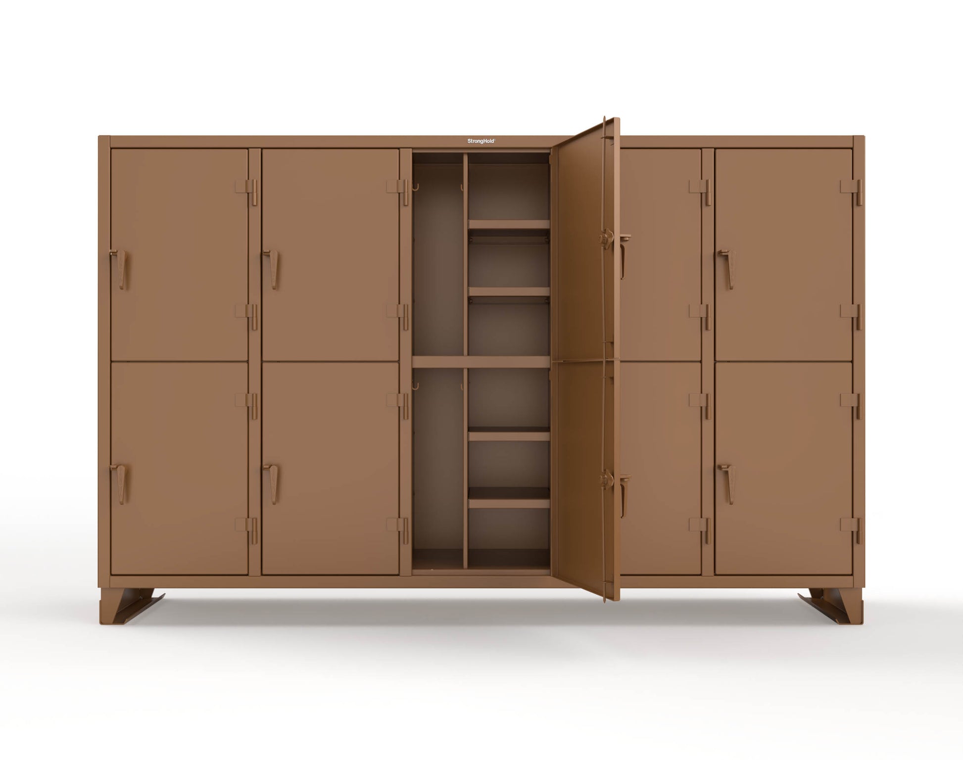 Extreme Duty 12 GA Double-Tier Locker with 10 Compartments, 20 Shelves, Coat Hooks - 122 in. W x 24in. D x 78 in. H - 106-24-2TPL-8025