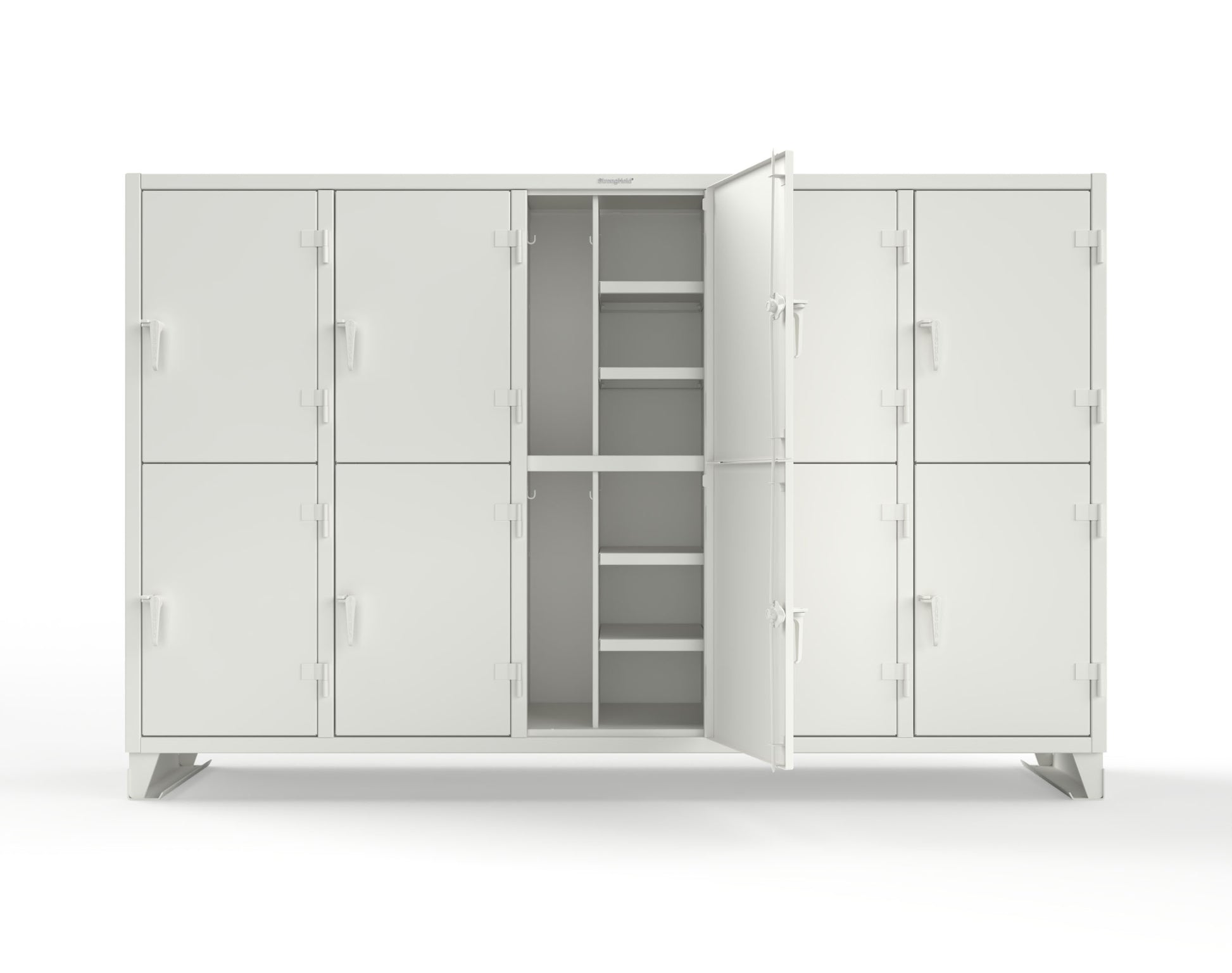 Extreme Duty 12 GA Double-Tier Locker with 10 Compartments, 20 Shelves, Coat Hooks - 122 in. W x 24in. D x 78 in. H - 106-24-2TPL-9003