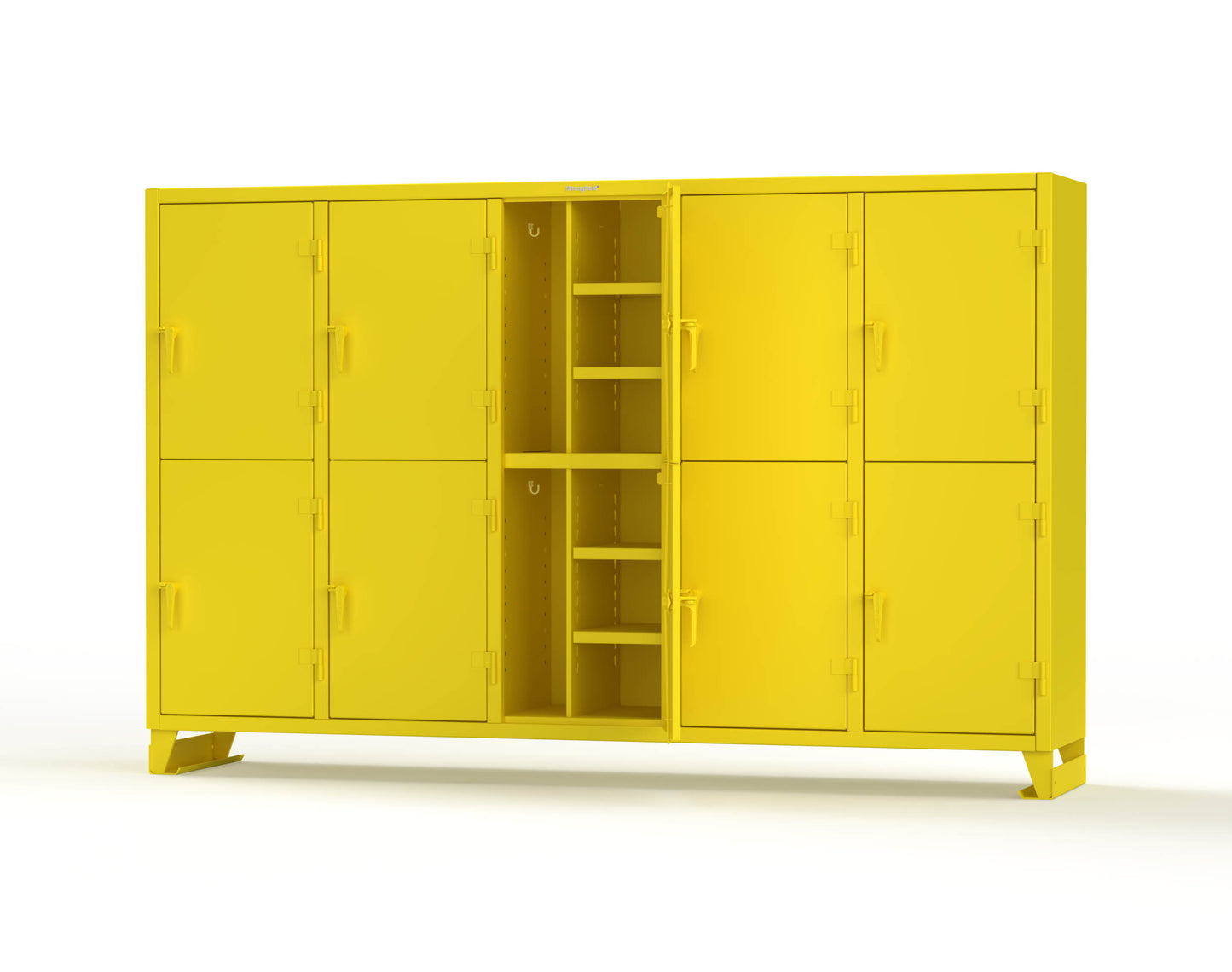 Extreme Duty 12 GA Double-Tier Locker with 10 Compartments, 20 Shelves, Coat Hooks - 122 in. W x 24in. D x 78 in. H - 106-24-2TPL-1023